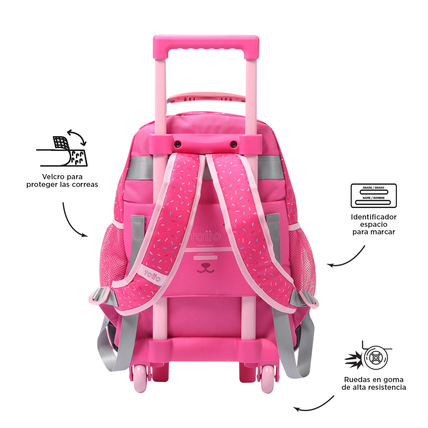 Totto Mochila infantil ruedas Sweet Panda Rosa Poliéster 28.5 x 41 x 12.5 cm 3/5