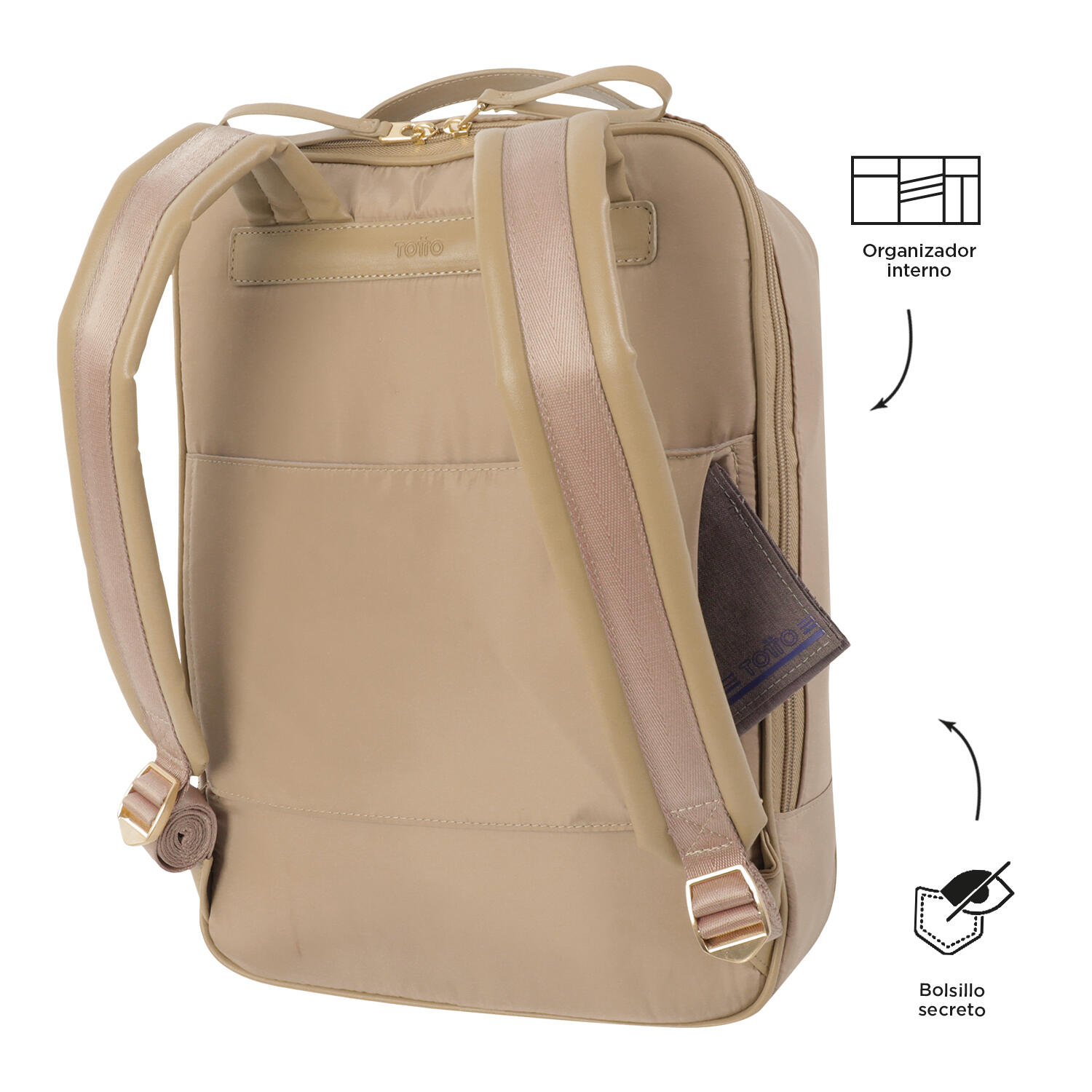 Totto Mochila ejecutiva Lita Marrón Poliéster 31 x 46 x 12 cm 3/5