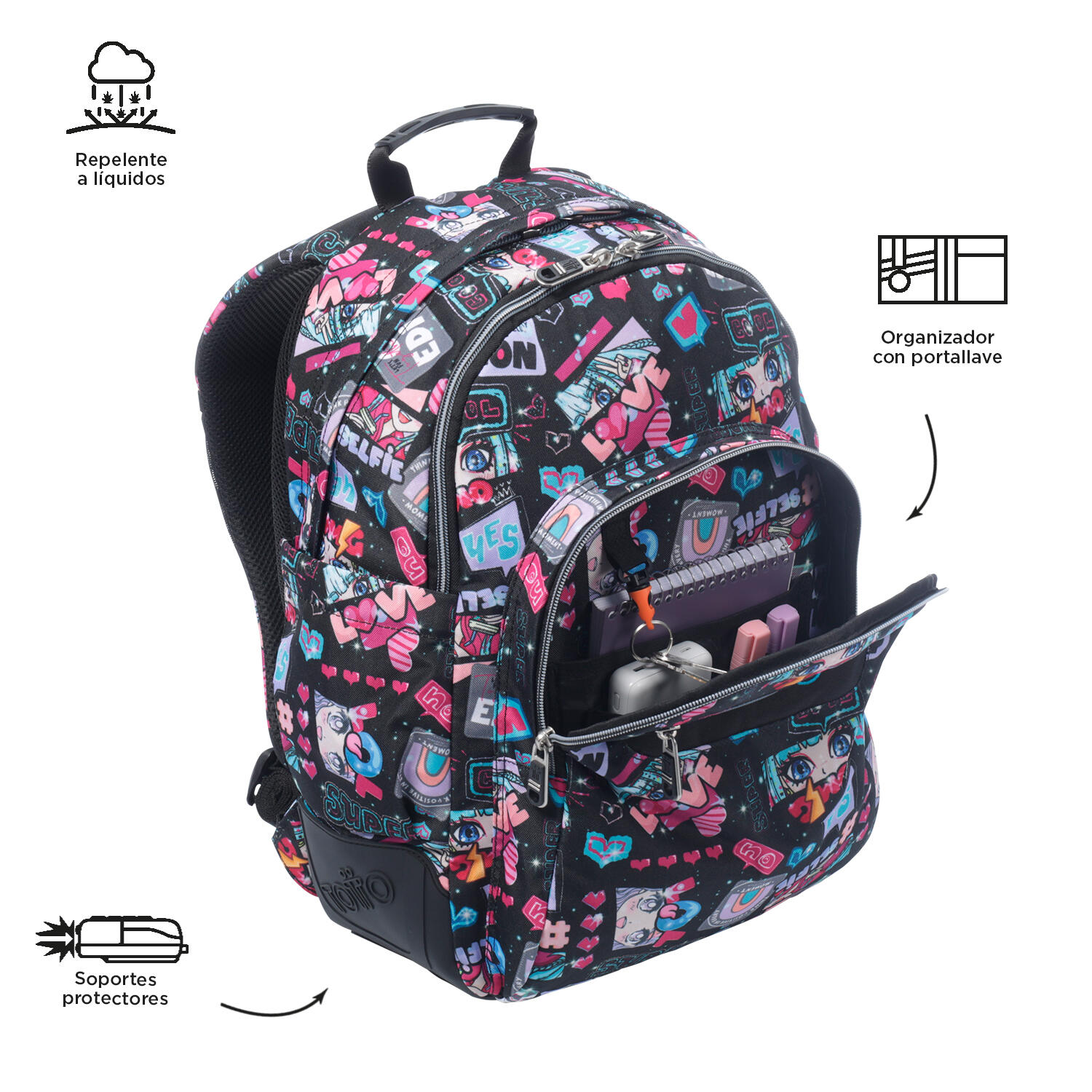 Totto Mochila escolar Rayol Misato Poliéster reciclado 33 x 44 x 13.5 cm 5/5