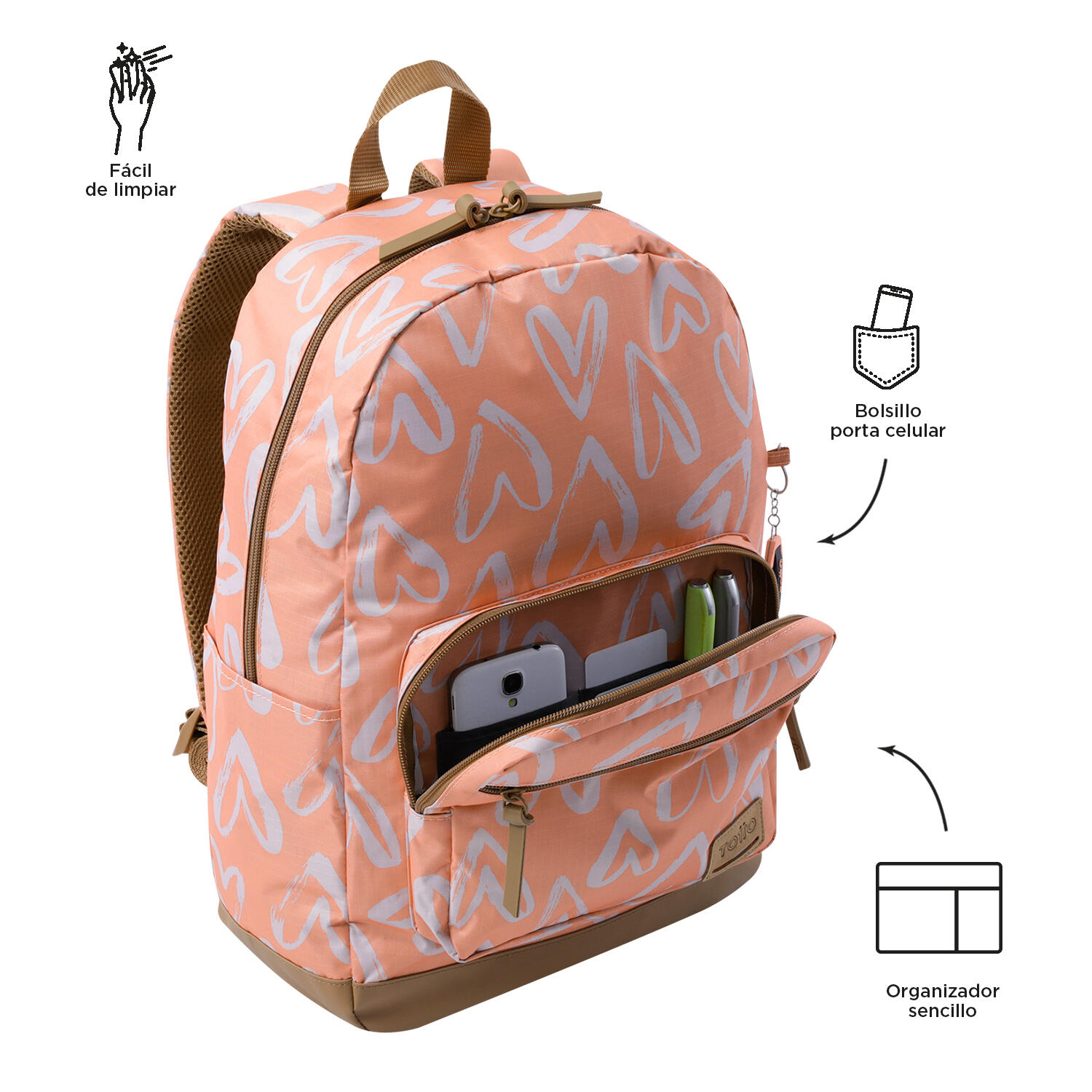 Totto Mochila urbana Tocax Pure Love Poliéster 30 x 44.1 x 15.5 cm 5/5