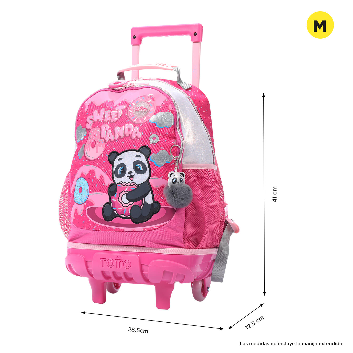 Totto Mochila infantil ruedas Sweet Panda Rosa Poliéster 28.5 x 41 x 12.5 cm 2/5