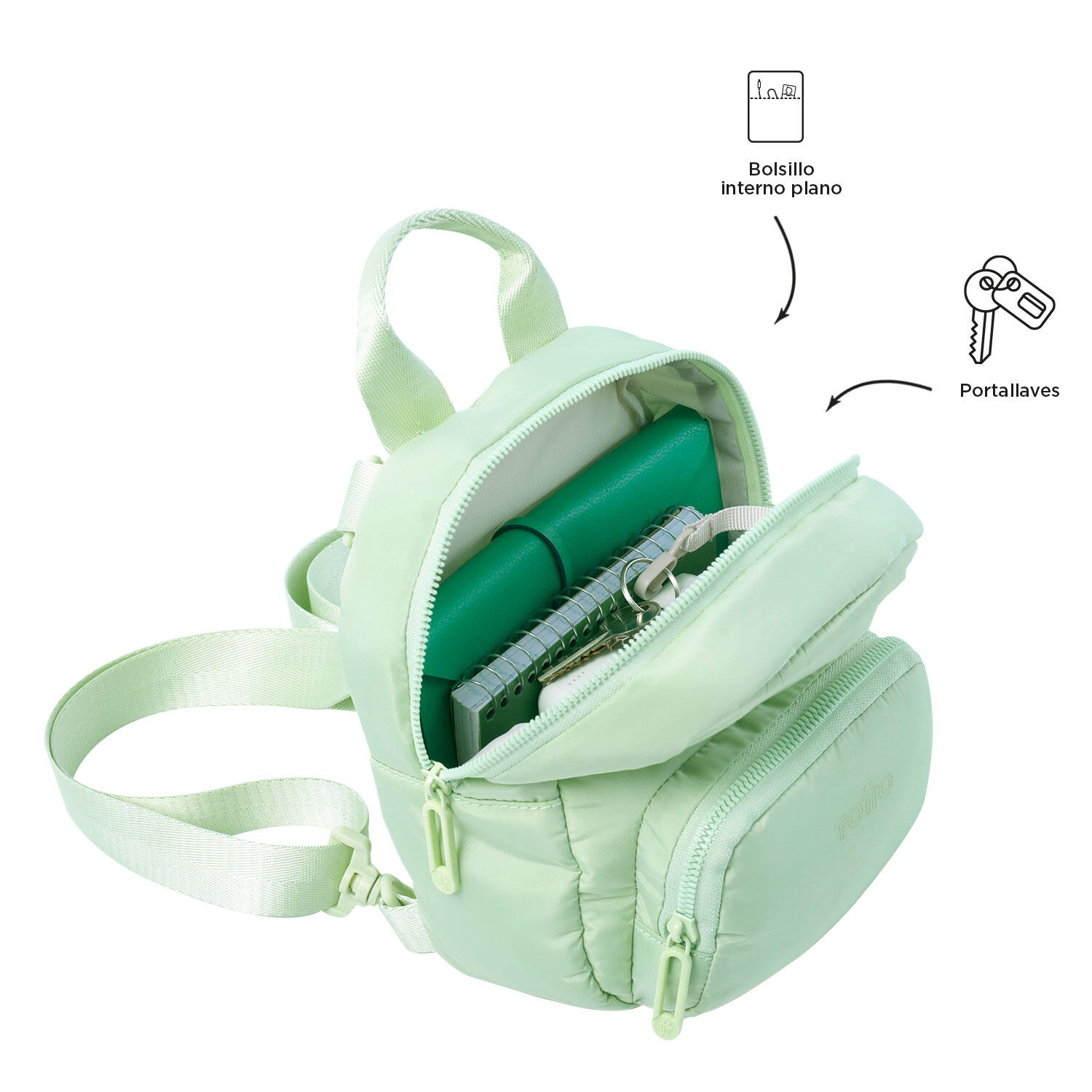 Totto Mochila urbana Yuen 2.0 Meadow Mist Poliéster 17 x 21.5 x 9 cm 5/5