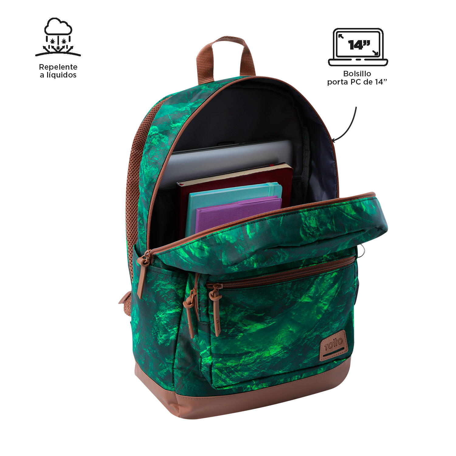 Totto Mochila urbana Tocax Green Rock Poliéster 30 x 44.1 x 15.5 cm 4/5