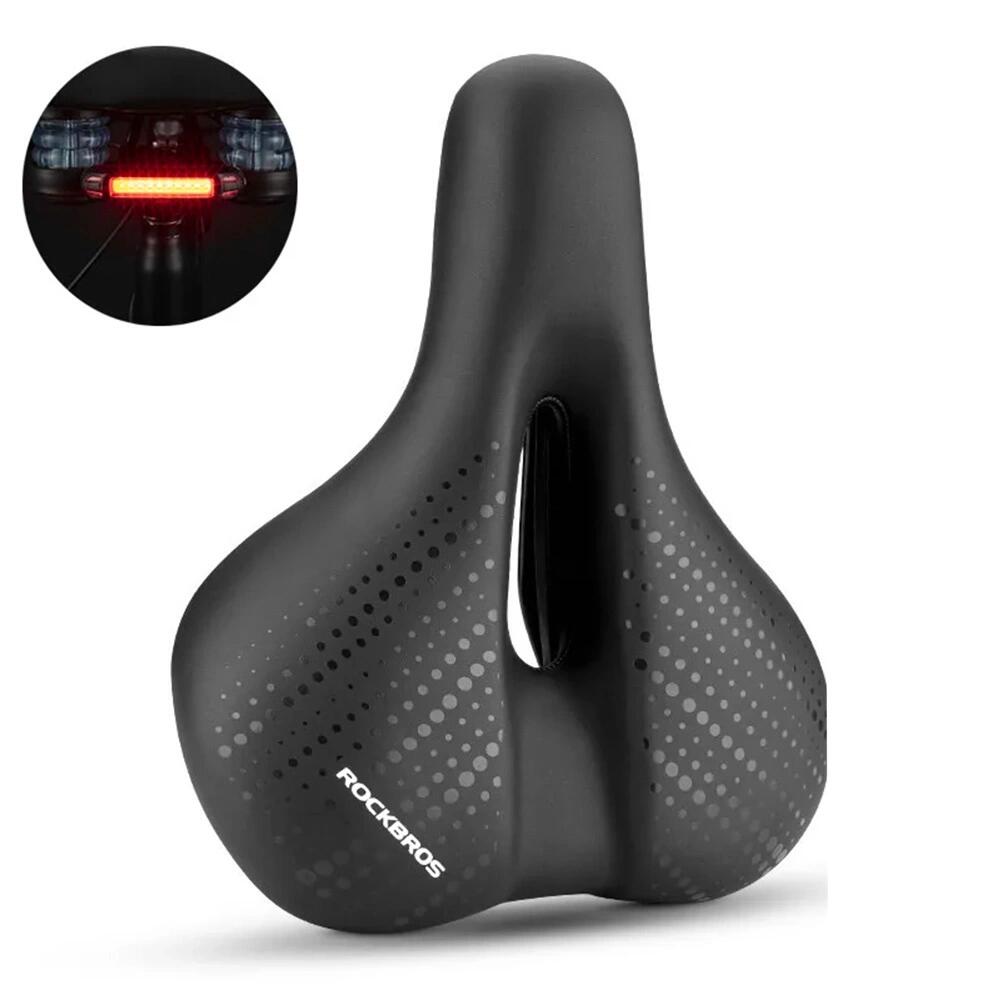 Selim de bicicleta MTB Rockbros + luz - preto