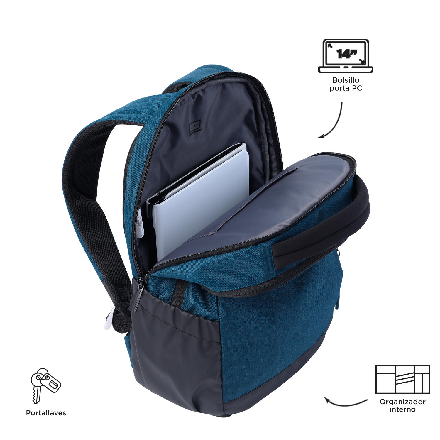 Totto Mochila ejecutiva Deleg 2.0 Legion Blue Poliéster 31 x 43 x 14 cm 4/5