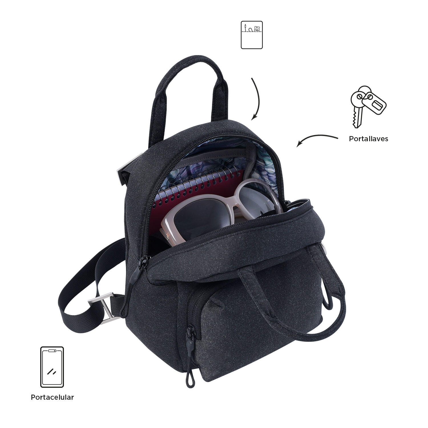 Totto Mochila urbana Megumi Negro Poliéster 18.5 x 23 x 10 cm 4/4