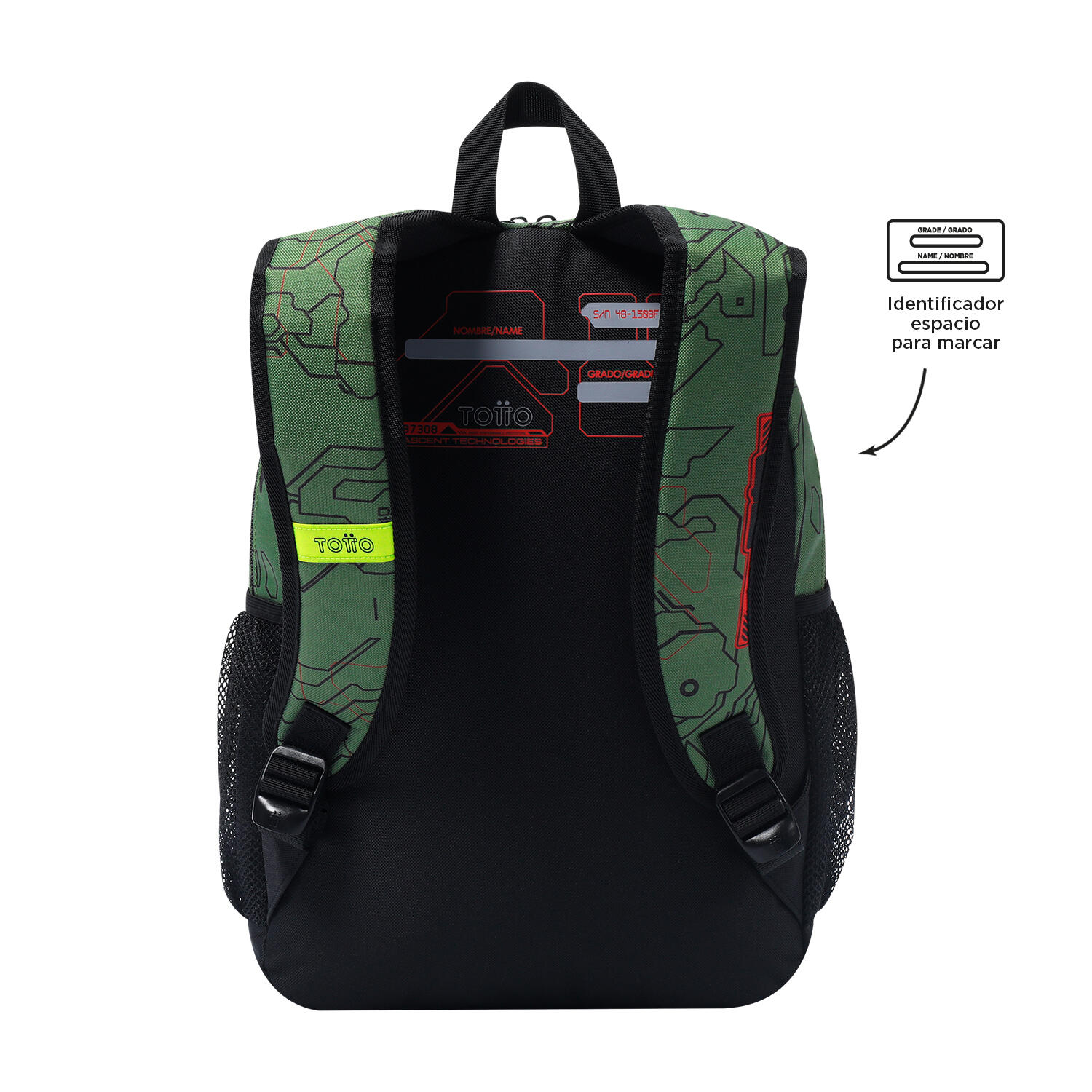 Totto Mochila infantil Argon Verde Poliéster 40.5 x 28.5 x 11 cm 3/5