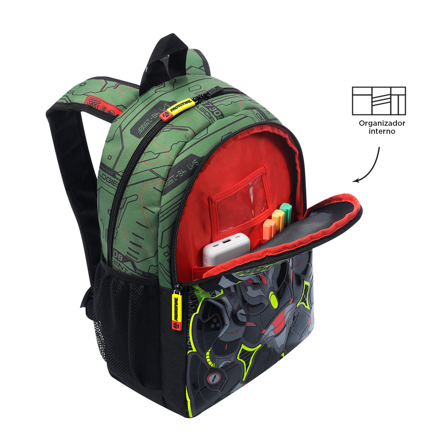 Totto Mochila infantil Argon Verde Poliéster 40.5 x 28.5 x 11 cm 5/5