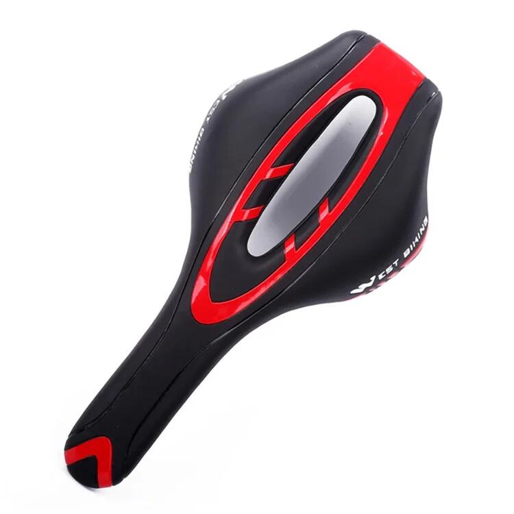 WEST BIKING Selim de bicicleta respirável em pele PU com amortecimento - Vermelho