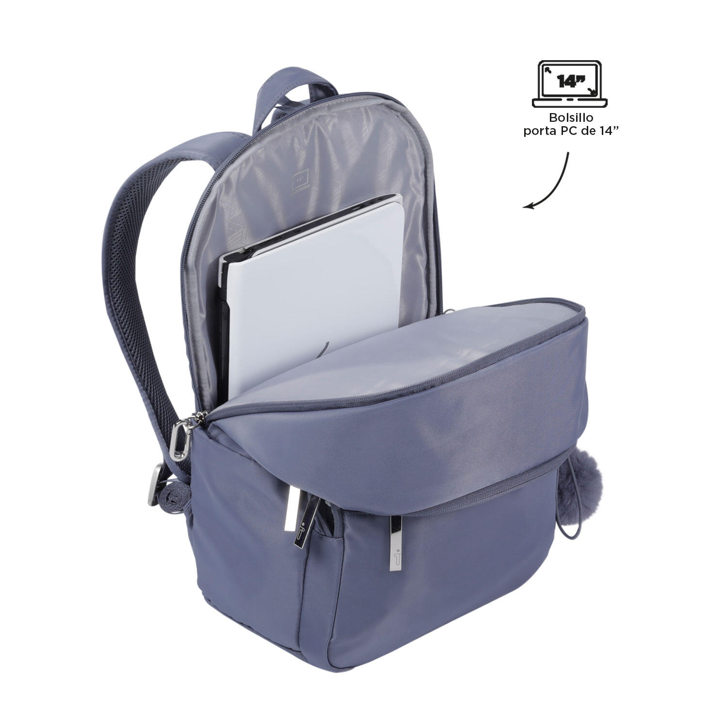 Totto Mochila ejecutiva Adelaide Folkstone Gray Poliéster 28.5 x 41.5 x 13.5 cm 4/5