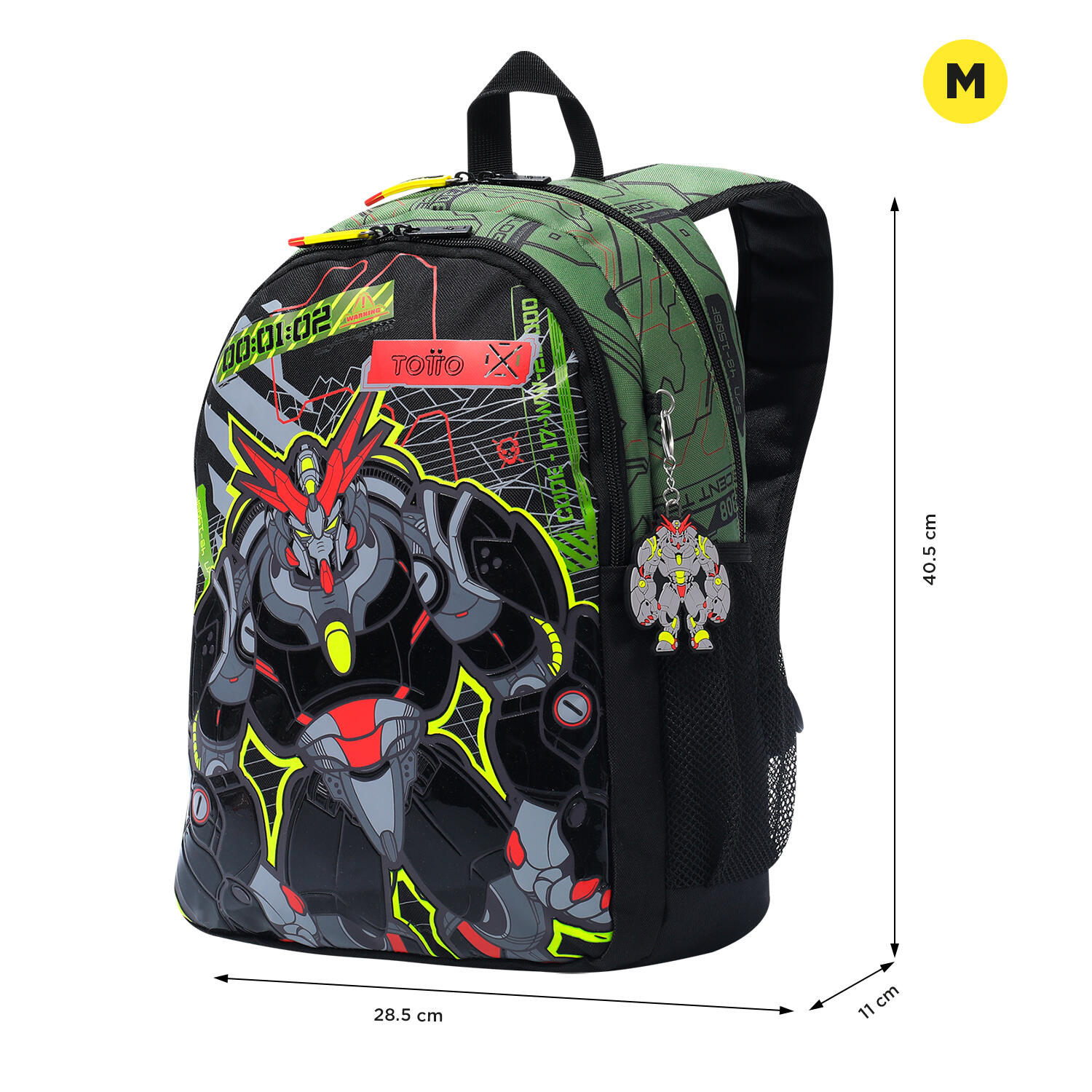 Totto Mochila infantil Argon Verde Poliéster 40.5 x 28.5 x 11 cm 2/5