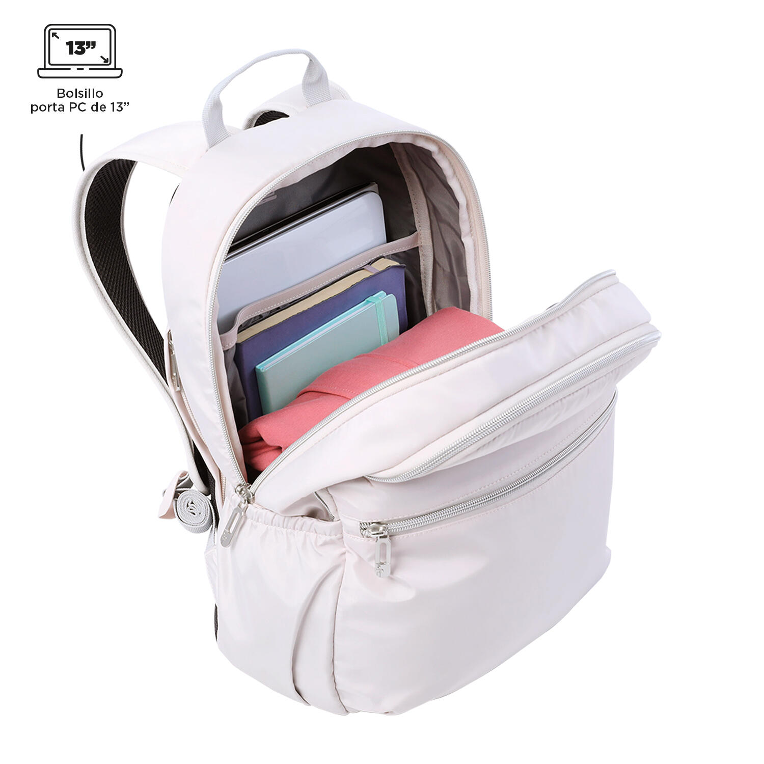 Totto Mochila urbana Aynatto White Sand Poliéster 30 x 42 x 13 cm 4/5