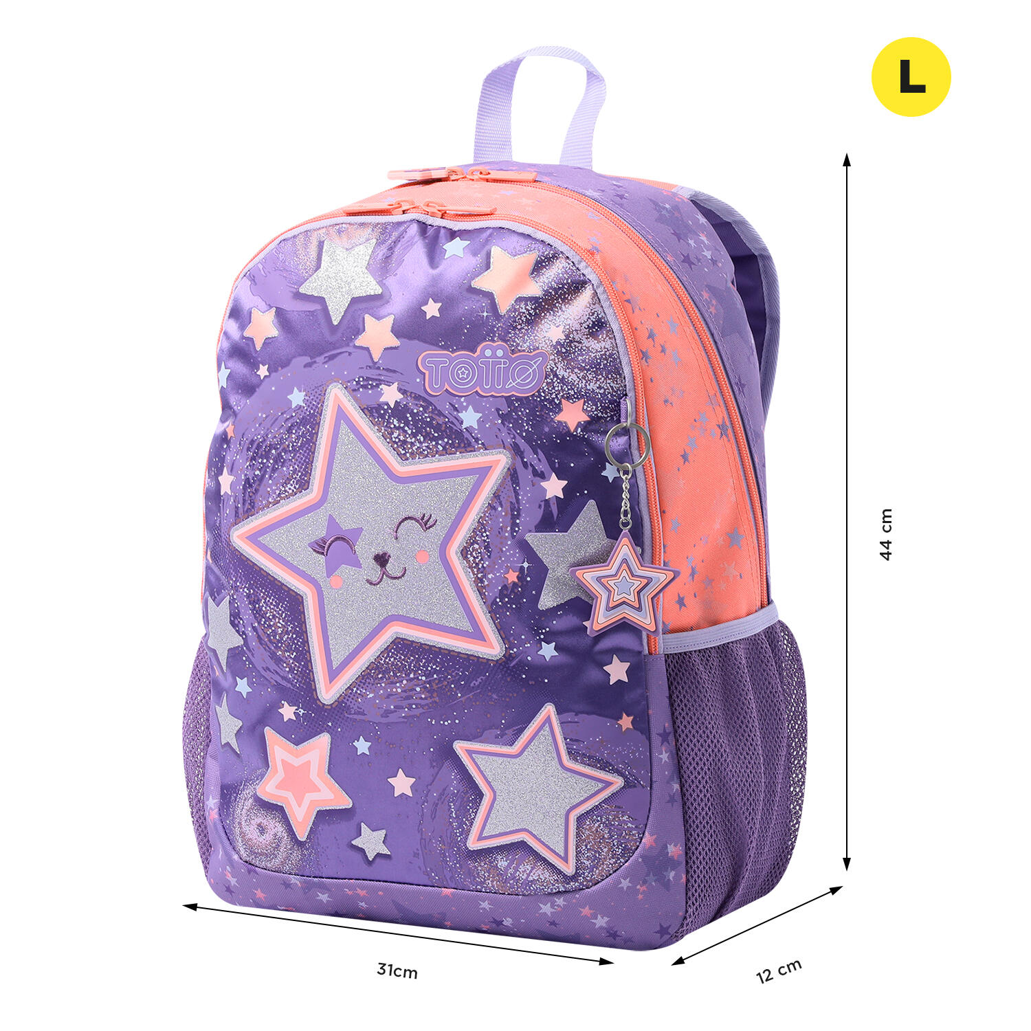 Totto Mochila infantil Star Cat Morado Poliéster 31.5 x 44 x 12 cm 2/5
