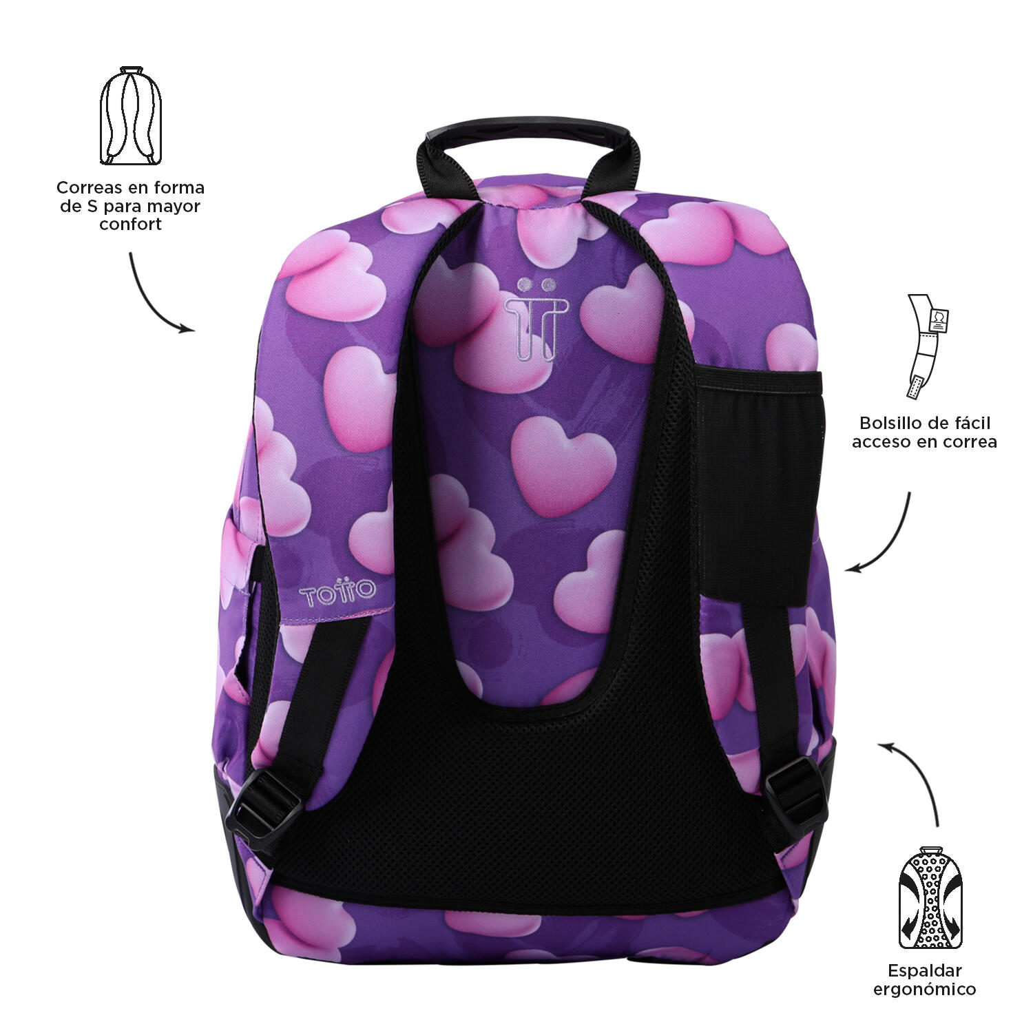 Totto Mochila escolar Crayoles Chubby Poliéster reciclado 33 x 44 x 13.5 cm 3/5