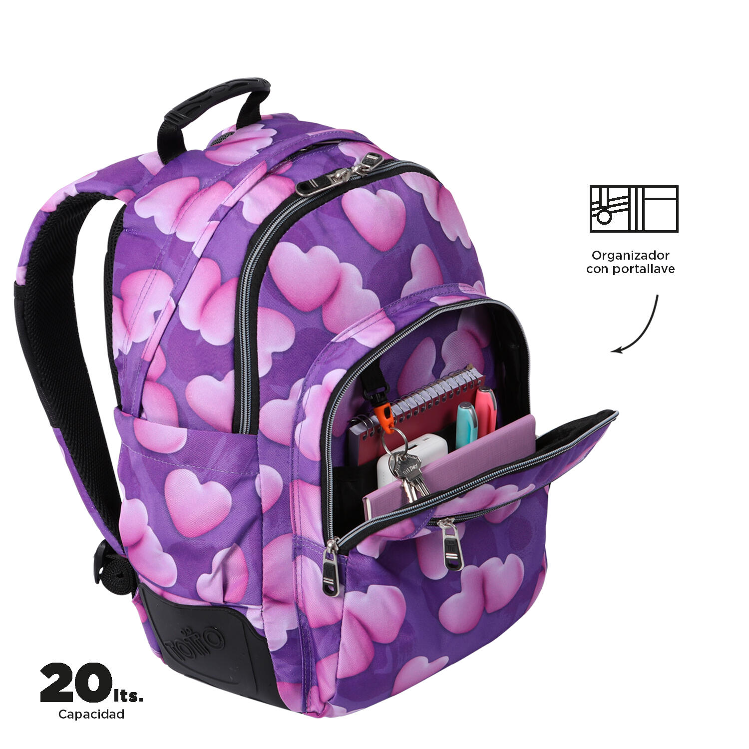 Totto Mochila escolar Crayoles Chubby Poliéster reciclado 33 x 44 x 13.5 cm 5/5