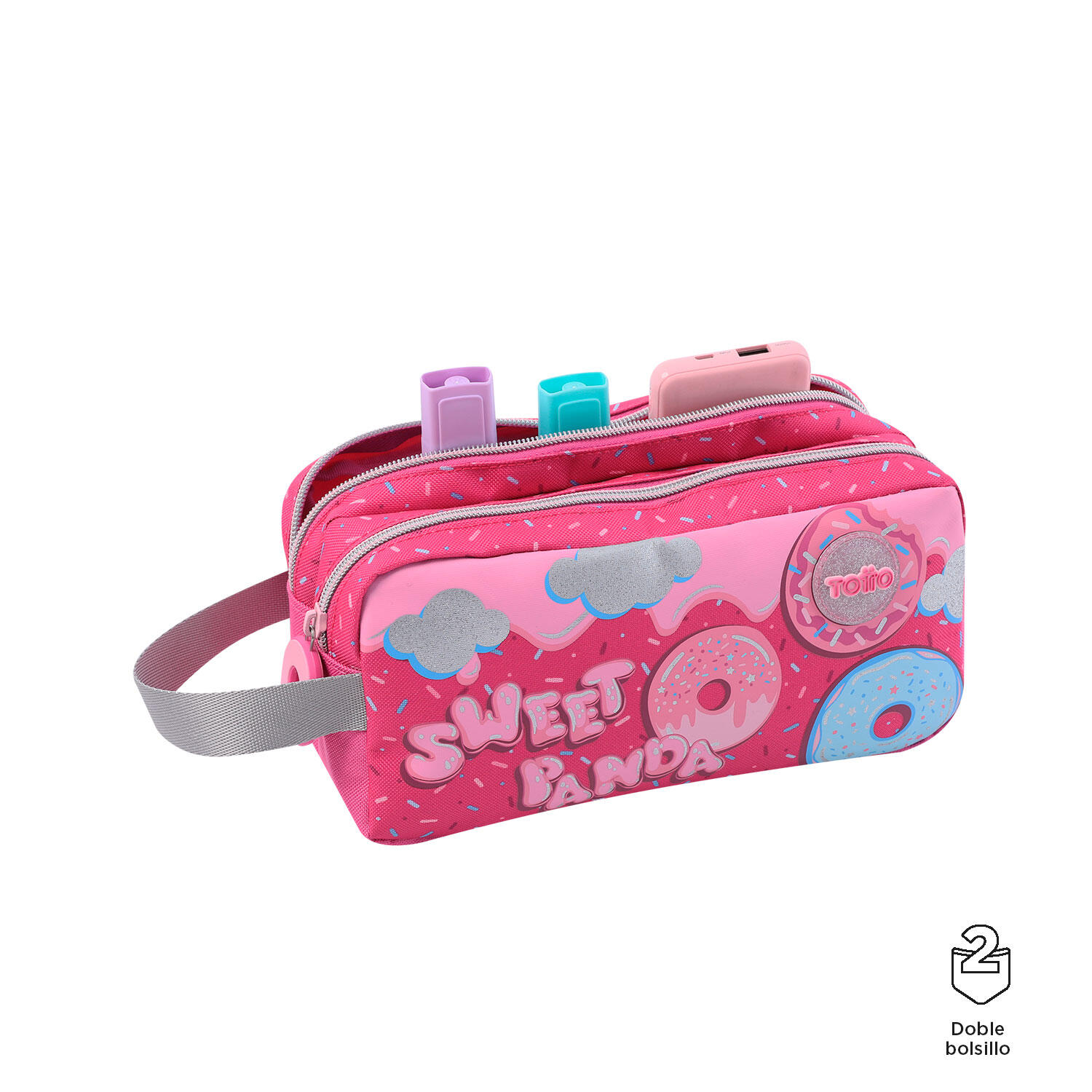 Totto Estuche infantil Sweet Panda Rosa Poliéster 23 x 12 x 8.5 cm 3/4