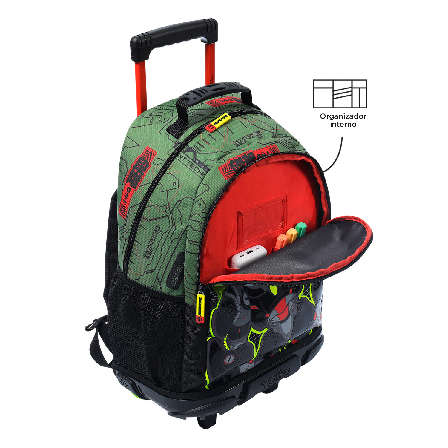 Totto Mochila infantil ruedas Argon Verde Poliéster 33 x 47.5 x 16 cm 5/5