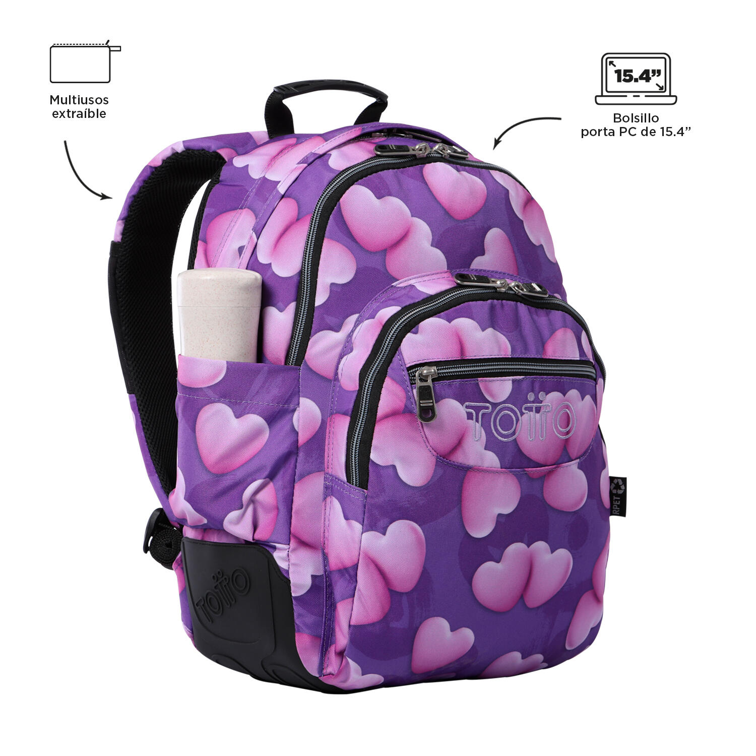Totto Mochila escolar Crayoles Chubby Poliéster reciclado 33 x 44 x 13.5 cm 4/5