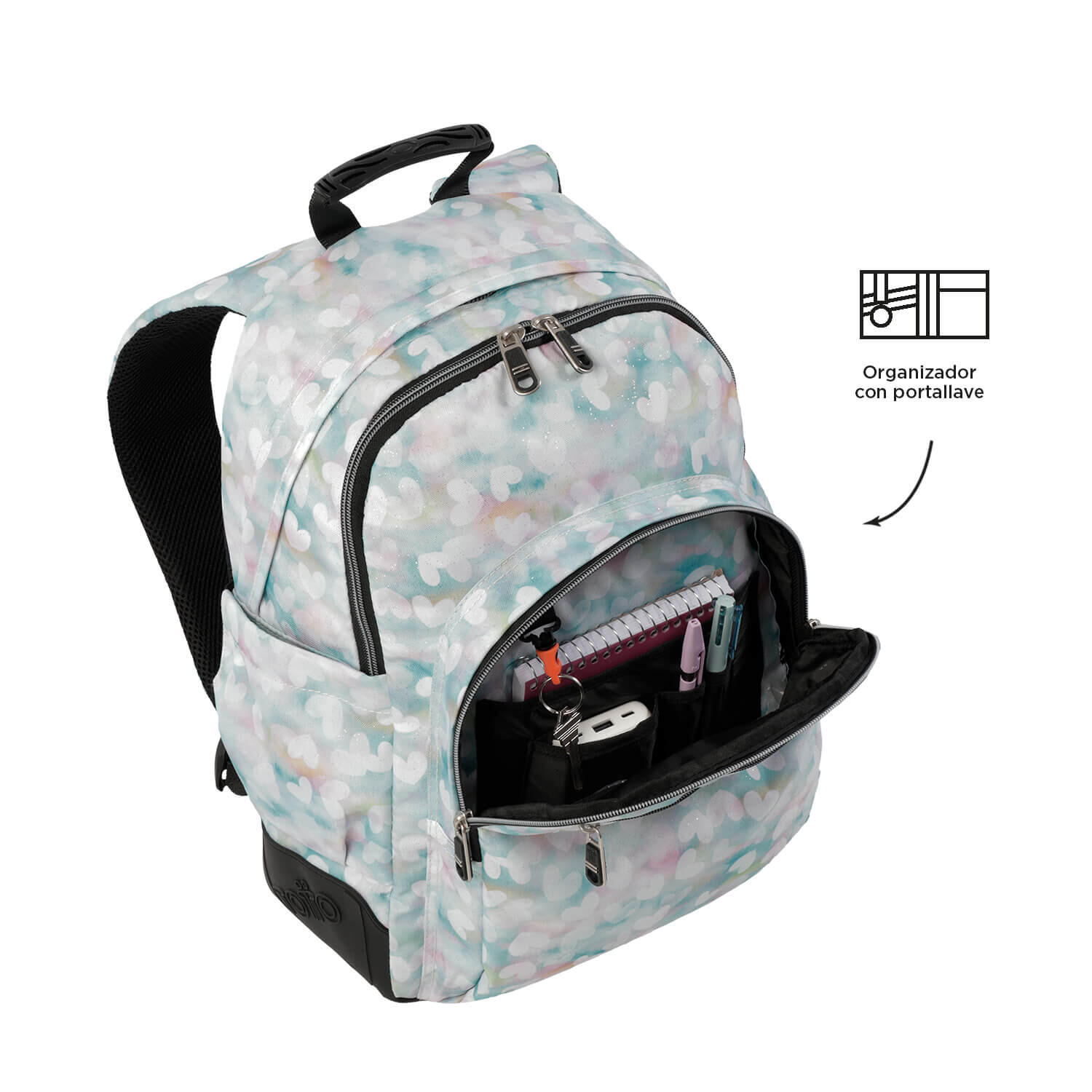Totto Mochila escolar Crayoles Corazones pastel Poliéster 33 x44 x13.5 cm 5/5