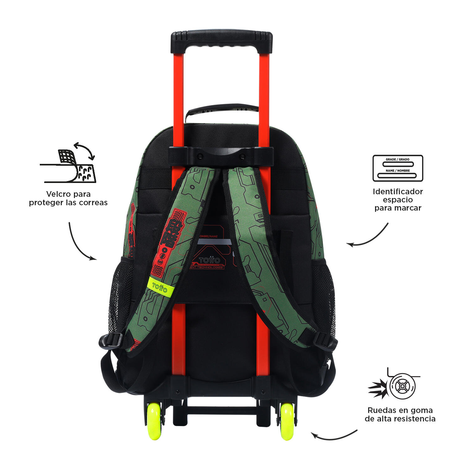 Totto Mochila infantil ruedas Argon Verde Poliéster 33 x 47.5 x 16 cm 3/5