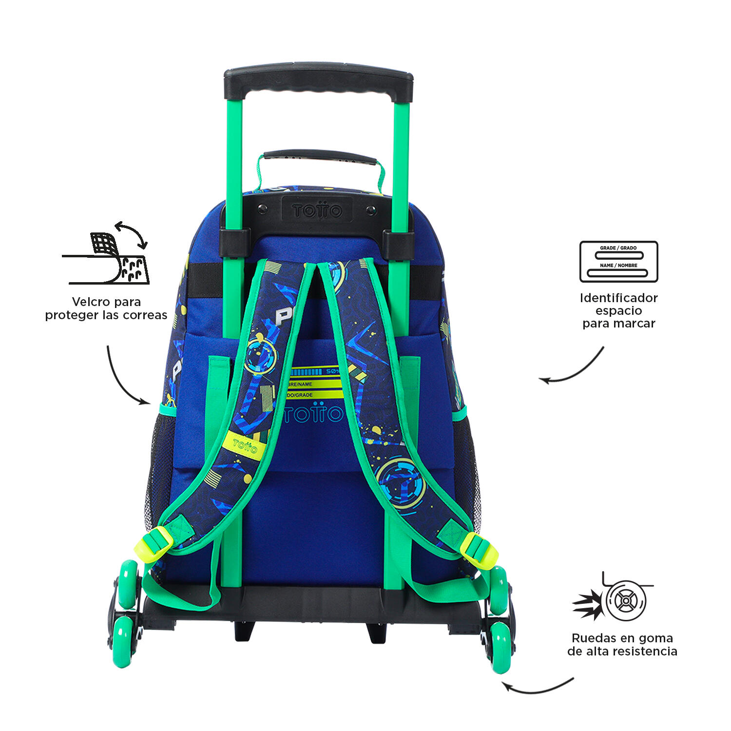 Totto Mochila infantil ruedas Kong Lab Azul Poliéster 33 x 47.5 x 16 cm 3/5