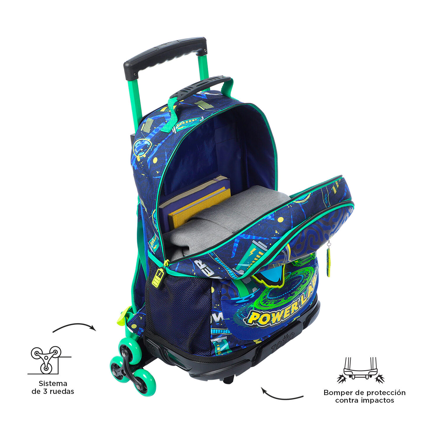 Totto Mochila infantil ruedas Kong Lab Azul Poliéster 33 x 47.5 x 16 cm 4/5