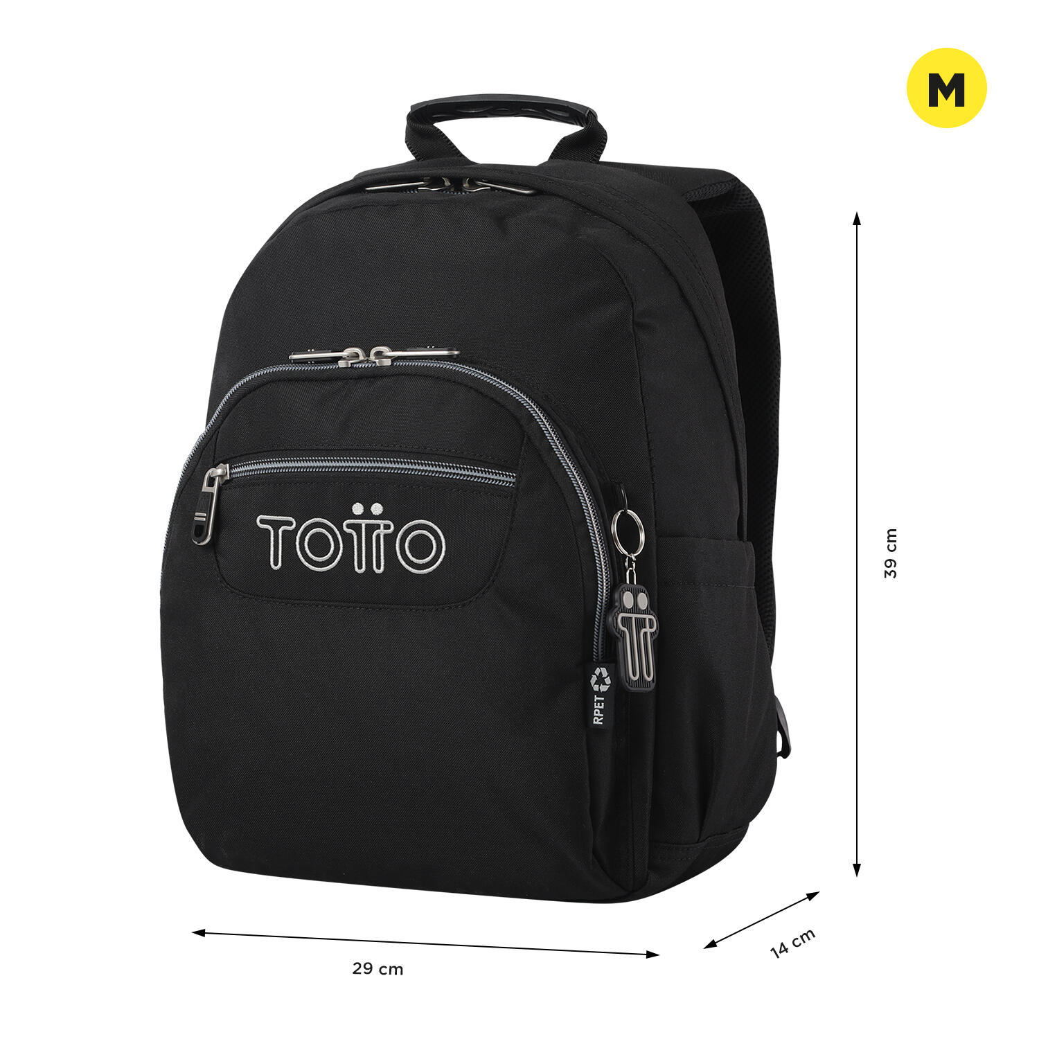 Totto Mochila escolar Gommas Negro Poliéster reciclado 29 x 39 x 14 cm 2/5