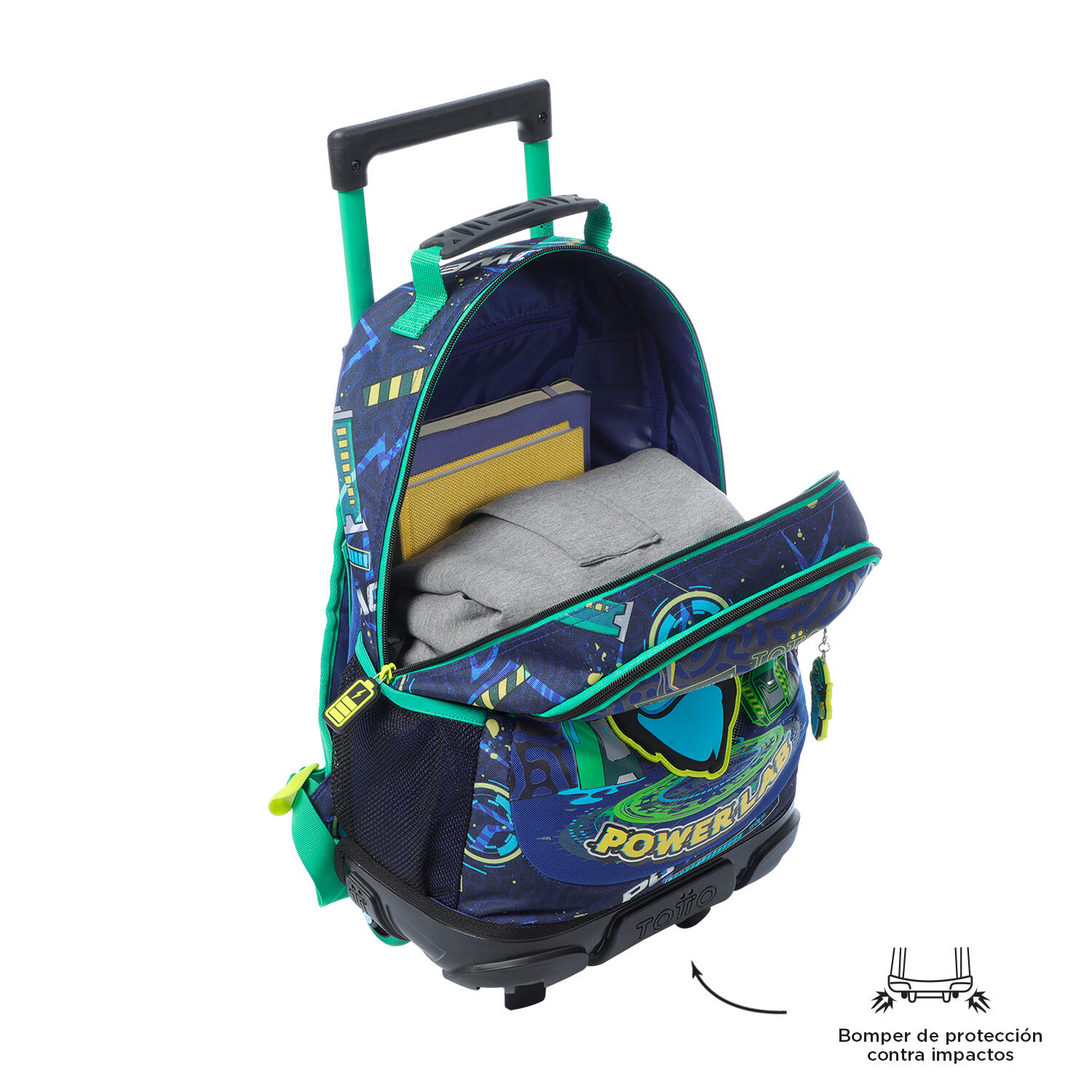 Totto Mochila infantil ruedas Kong Lab Azul Poliéster 28.5 x 41 x 12.5 cm 4/5