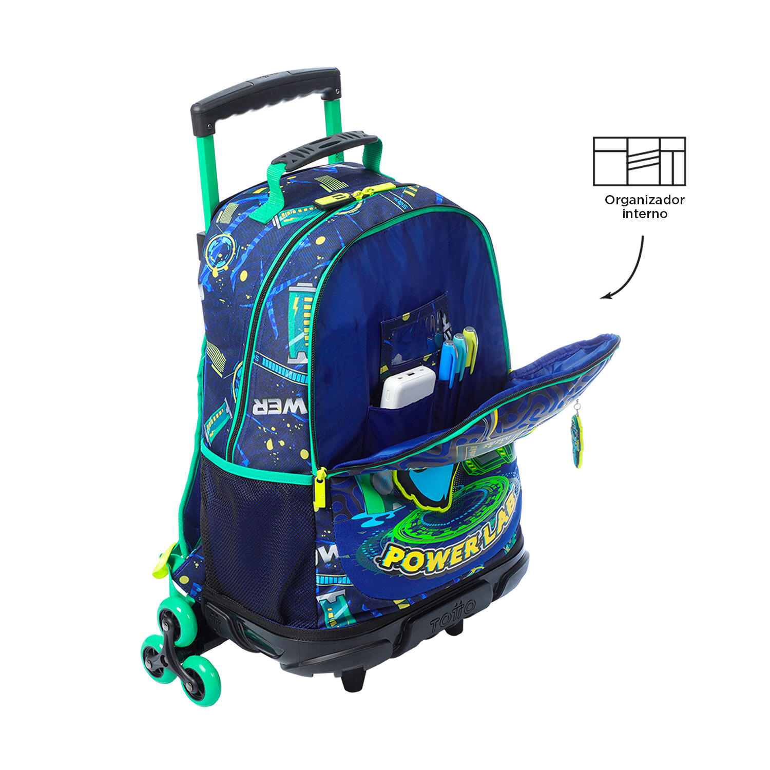 Totto Mochila infantil ruedas Kong Lab Azul Poliéster 33 x 47.5 x 16 cm 5/5