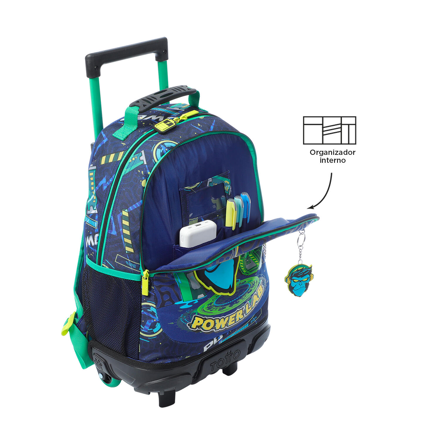Totto Mochila infantil ruedas Kong Lab Azul Poliéster 28.5 x 41 x 12.5 cm 5/5