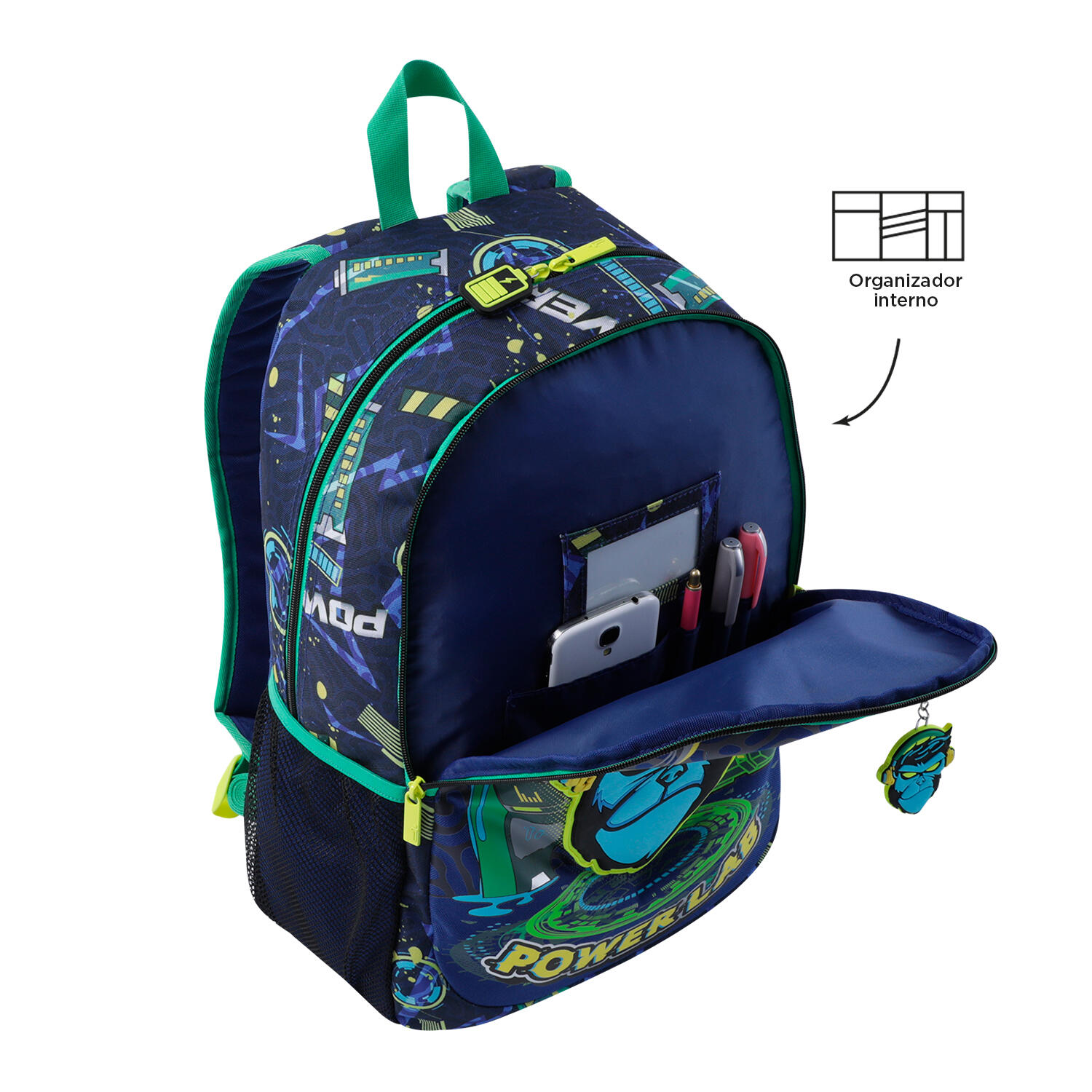 Totto Mochila infantil Kong Lab Azul Poliéster 31.5 x 44 x 12 cm 5/5