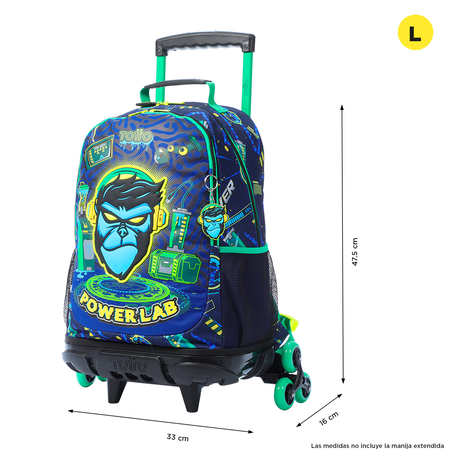 Totto Mochila infantil ruedas Kong Lab Azul Poliéster 33 x 47.5 x 16 cm 2/5