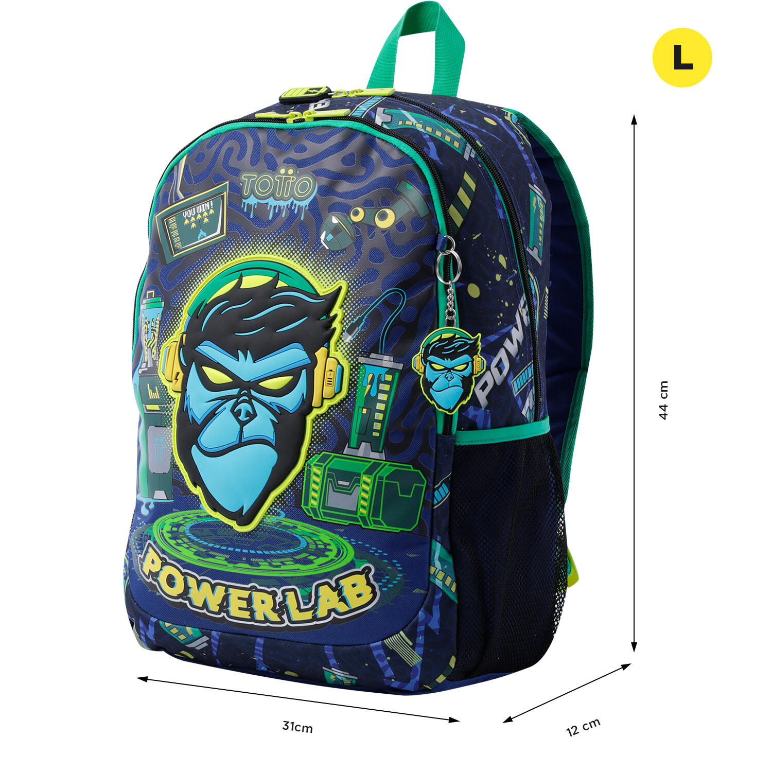 Totto Mochila infantil Kong Lab Azul Poliéster 31.5 x 44 x 12 cm 2/5