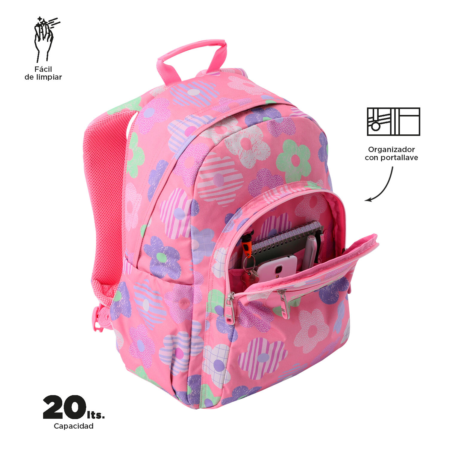 Totto Mochila escolar Acuareles Margaly Poliéster 33 x44 x14 cm 5/5