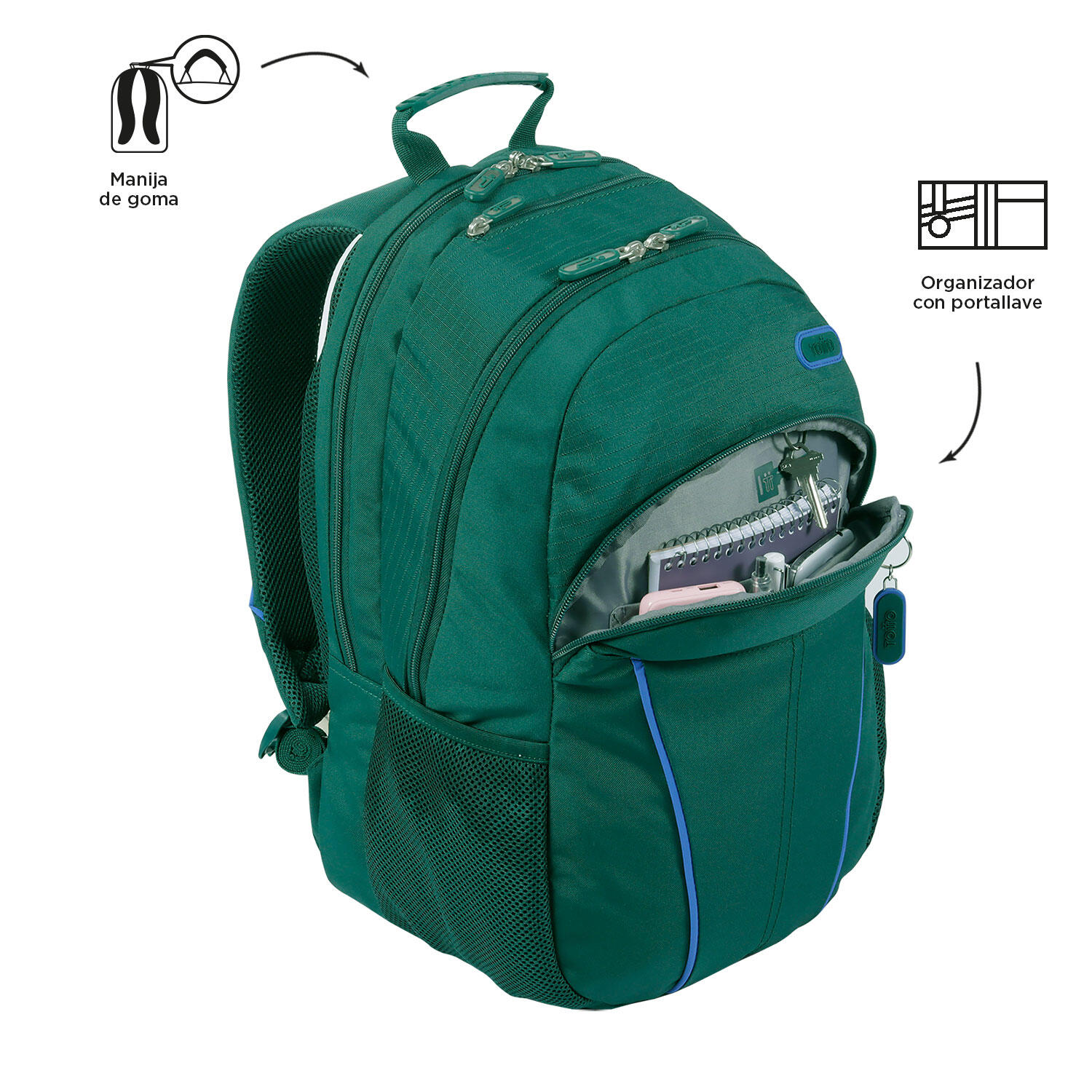 Totto Mochila urbana Cambri Bistro Green Poliéster 30.5 x 47 x 22.5 cm 5/5