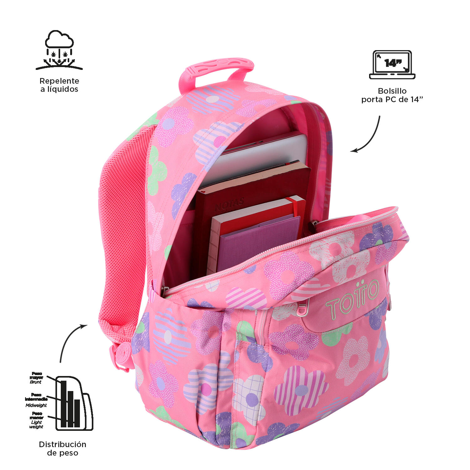 Totto Mochila escolar Acuareles Margaly Poliéster 33 x44 x14 cm 4/5