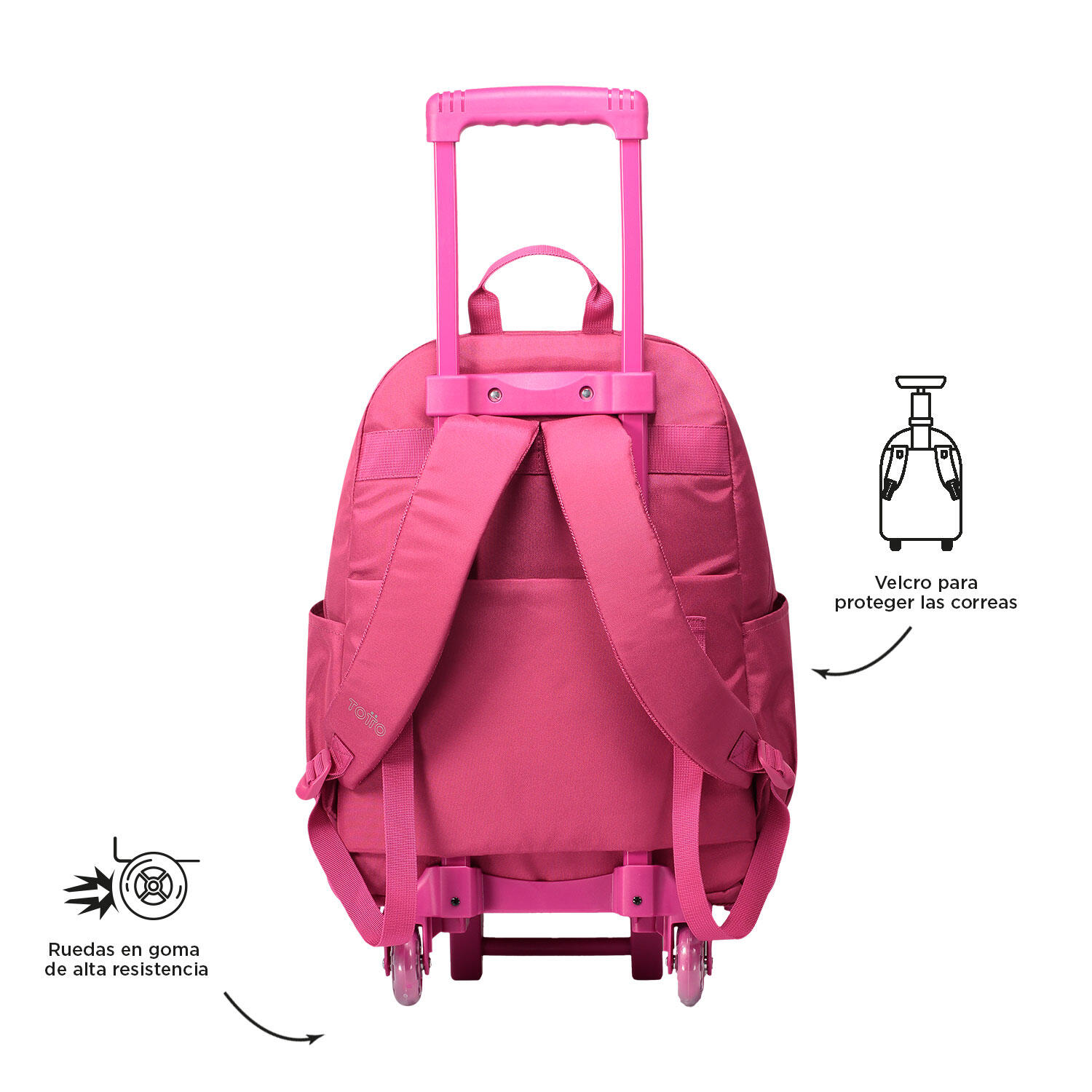 Totto Mochila escolar ruedas Trik Rosa Poliéster 34 x 47 x 17 cm 4/5