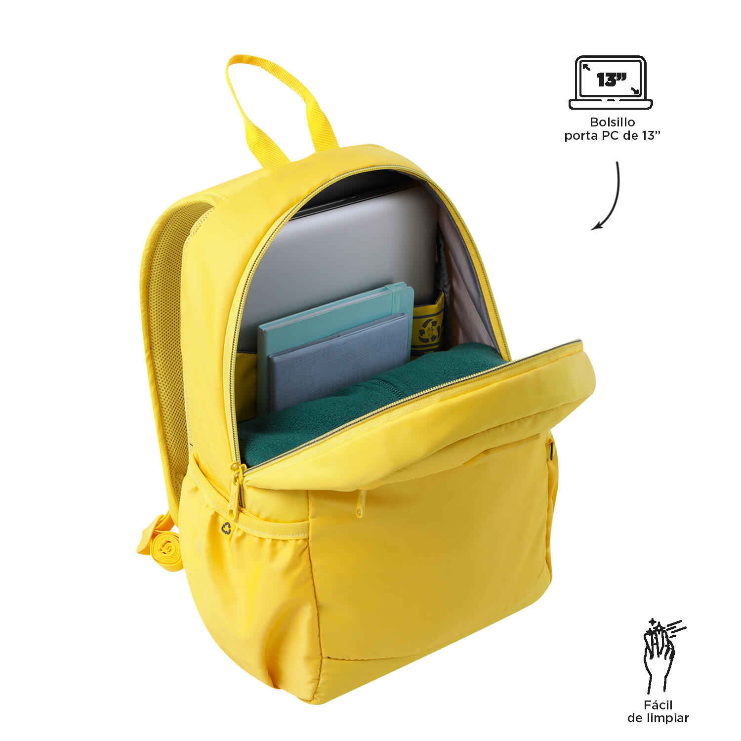 Totto Mochila urbana Tracer Super Lemon Poliéster reciclado 28 x 40 x 16 cm 4/5