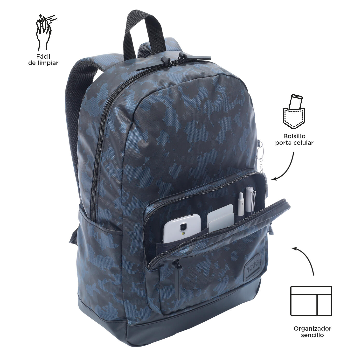 Totto Mochila urbana Tocax Cuarzo Blue Poliéster 30 x 44.1 x 15.5 cm 5/5