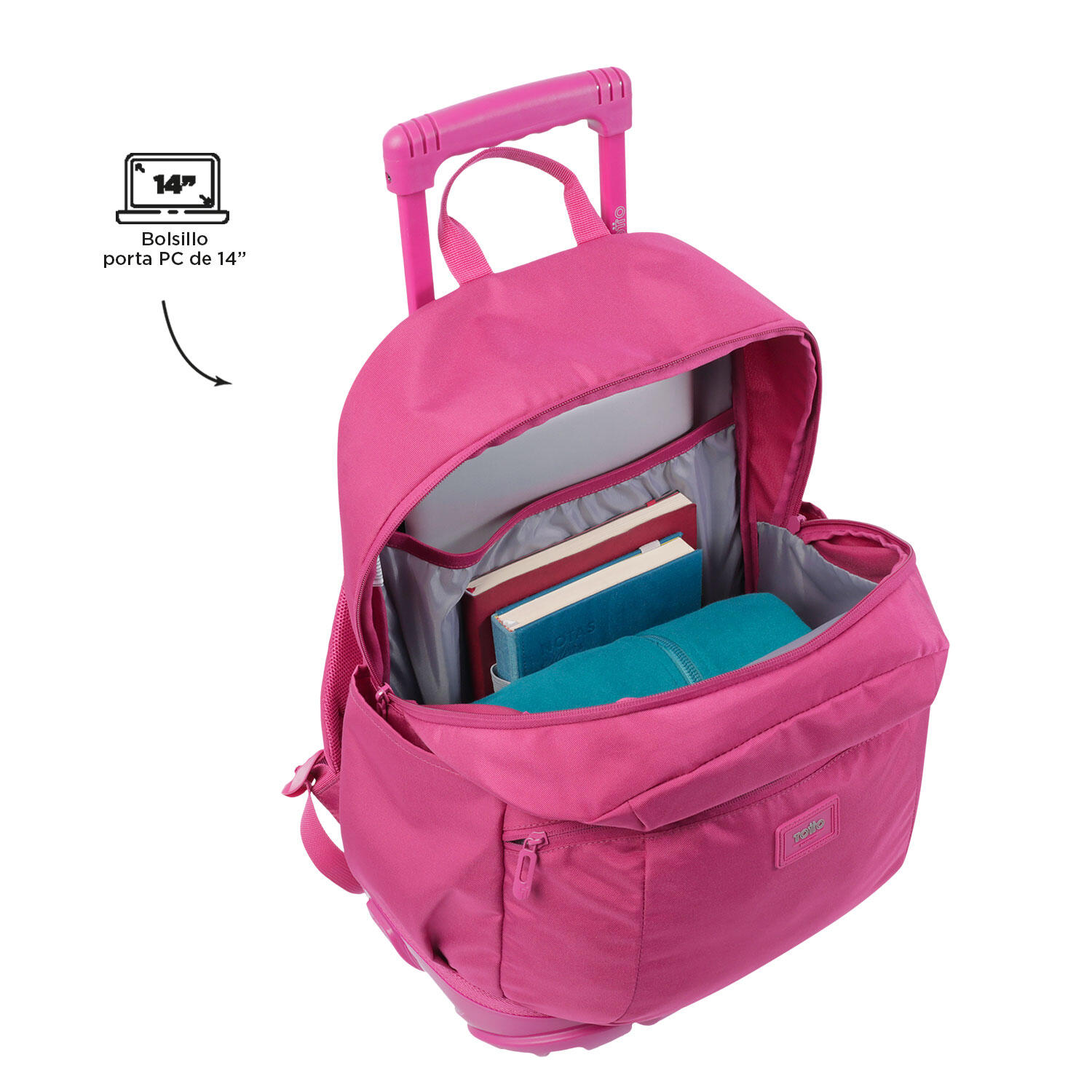 Totto Mochila escolar ruedas Trik Rosa Poliéster 34 x 47 x 17 cm 5/5