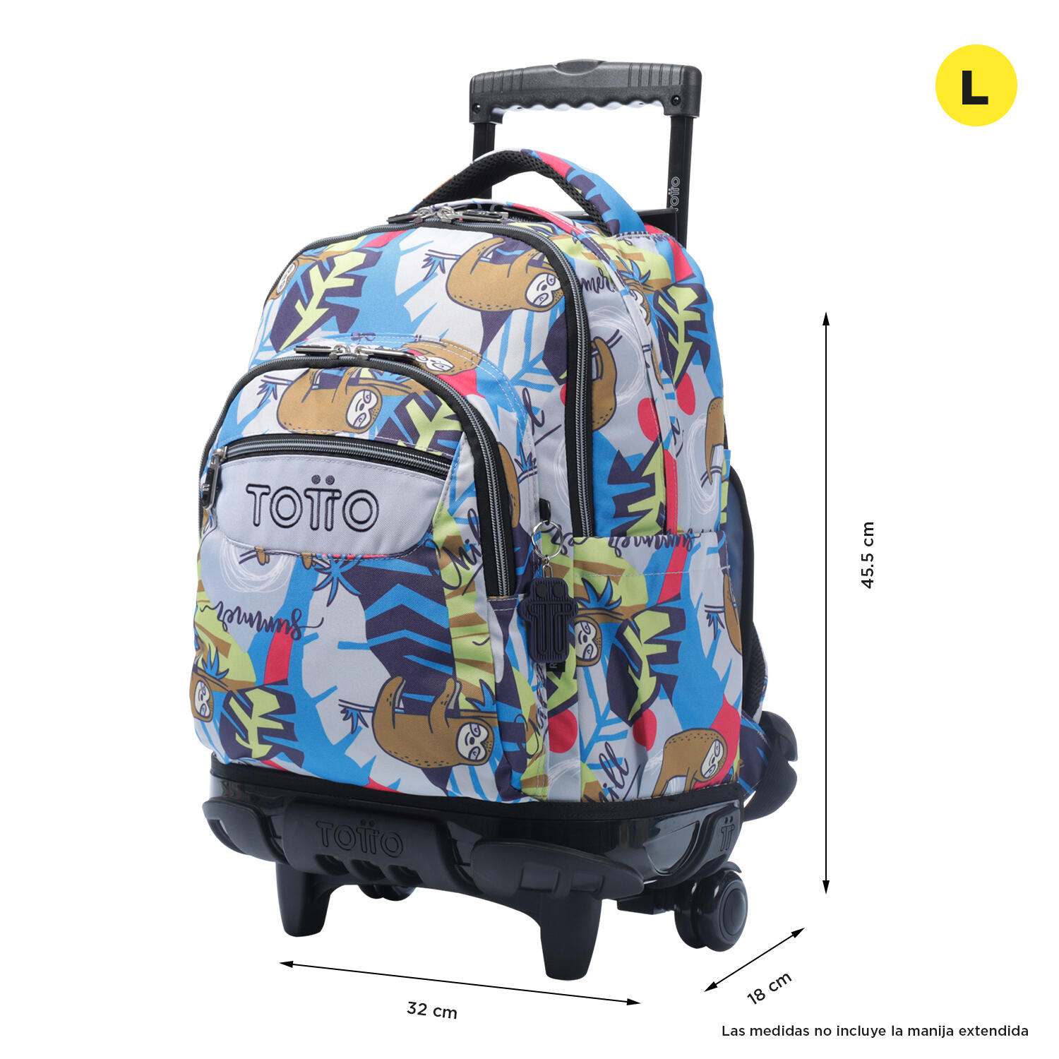 Totto Mochila escolar ruedas Renglones Lazel Poliéster reciclado 32 x 45.5 x 18 2/5