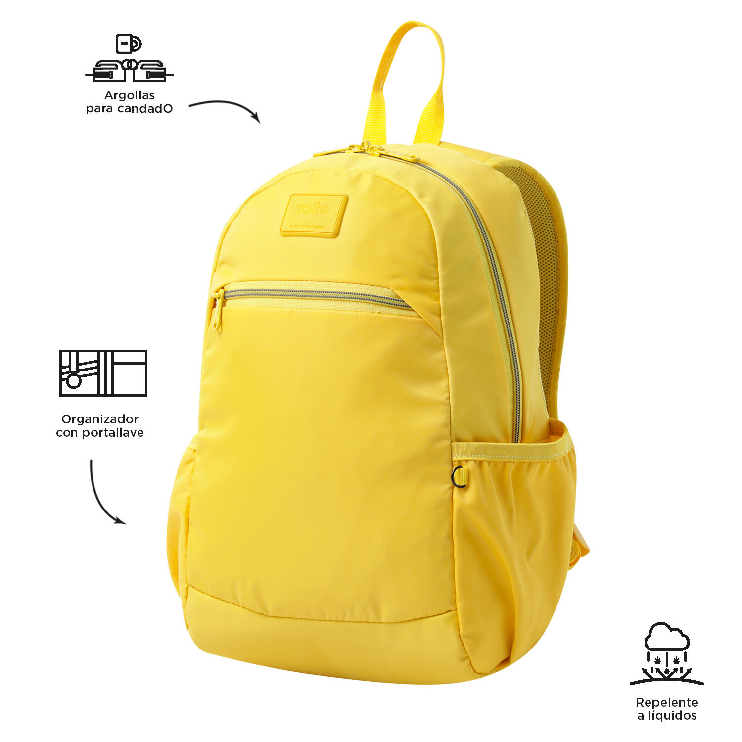 Totto Mochila urbana Tracer Super Lemon Poliéster reciclado 28 x 40 x 16 cm 5/5