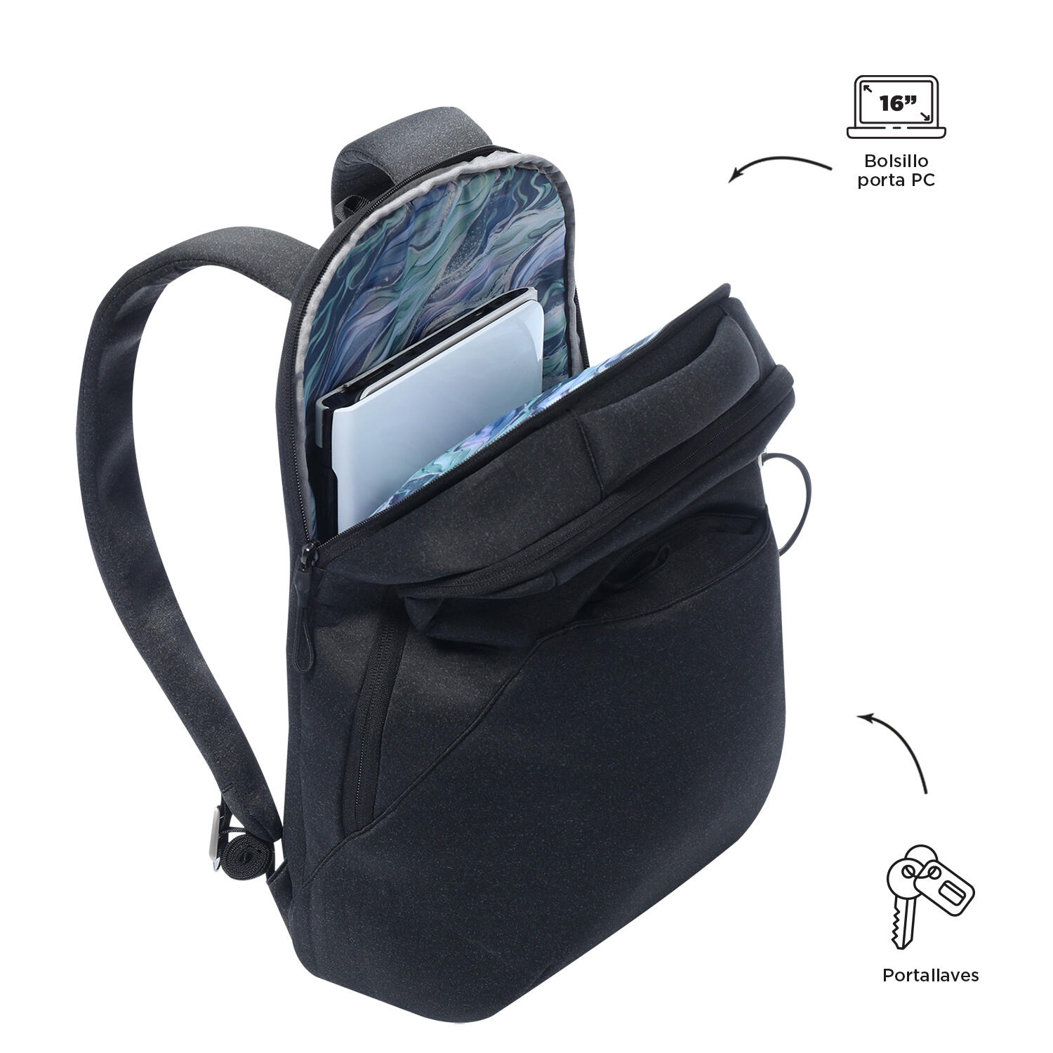 Totto Mochila urbana Megumi Negro Poliéster 28.5 x 44 x 15 cm 4/5