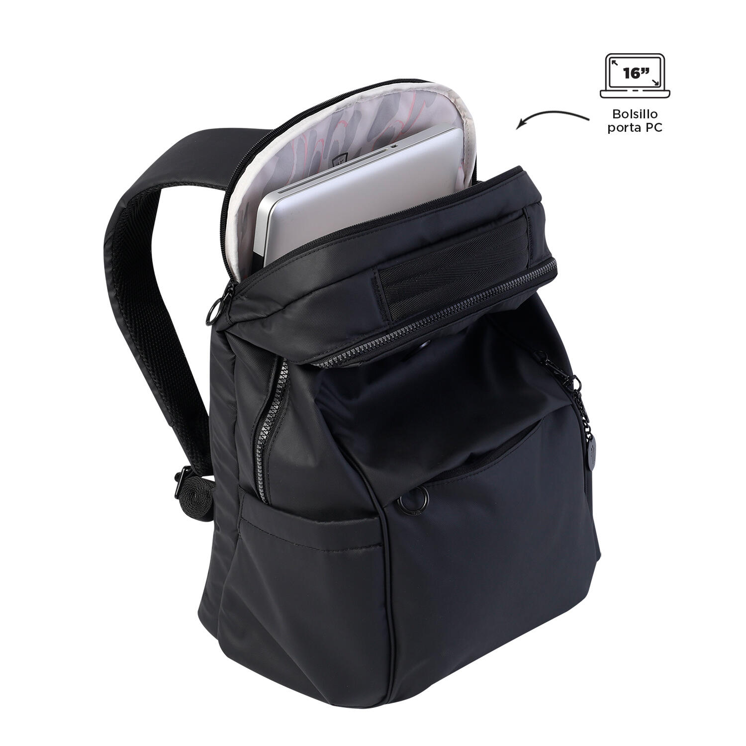 Totto Mochila ejecutiva Laila Negro Nylon 29.5 x 45 x 18 cm 4/5