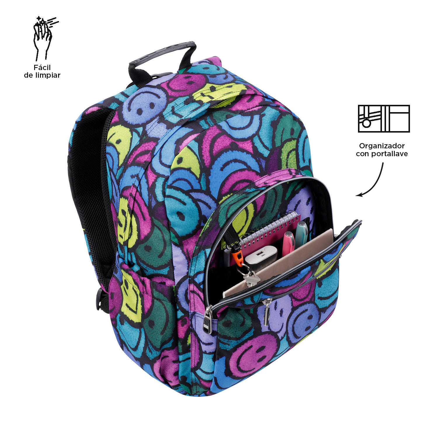 Totto Mochila escolar Acuareles Emojis Poliéster 33 x44 x14 cm 5/5