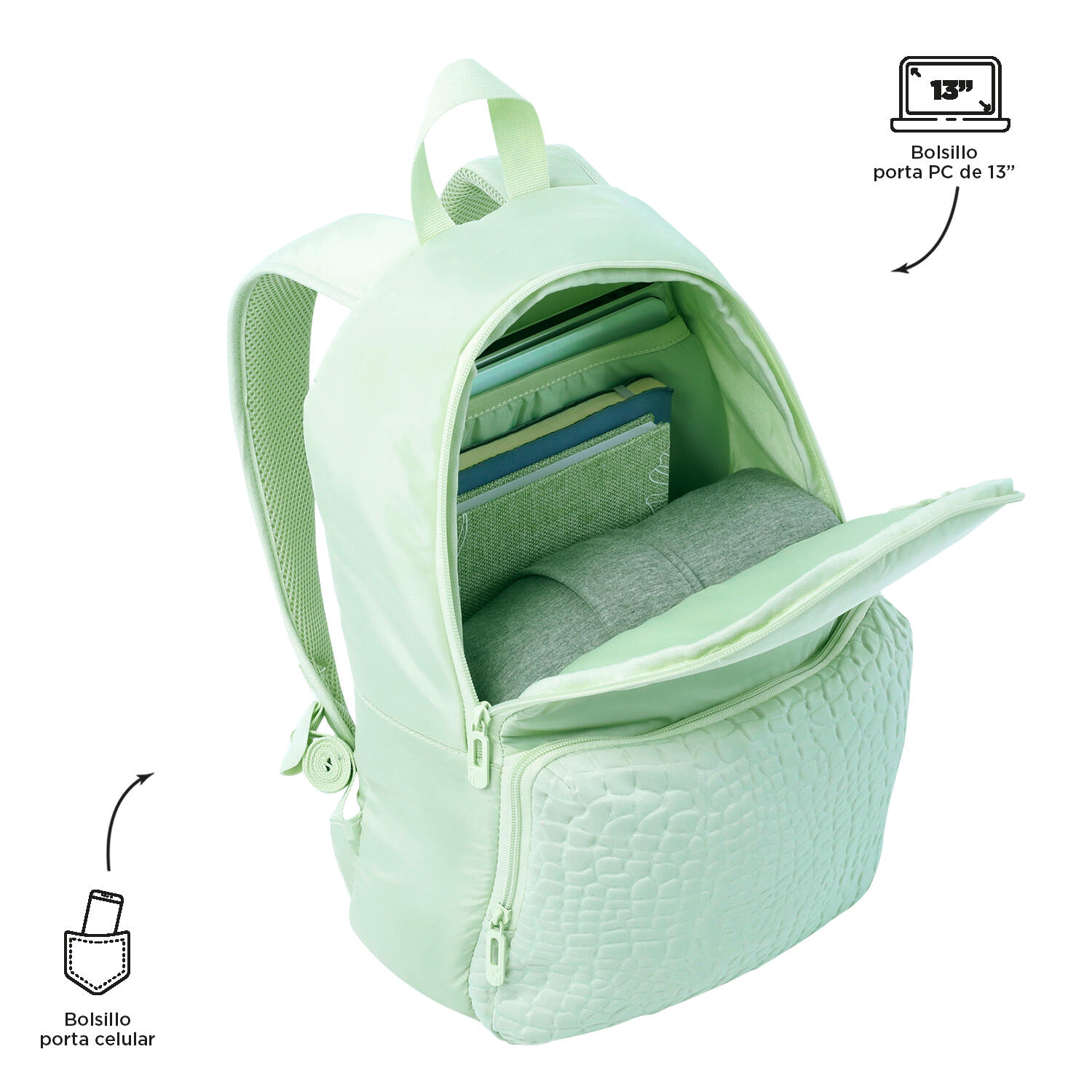 Totto Mochila urbana Palencia Meadow Mist Poliéster 30 x 42 x 12.5 cm 4/5