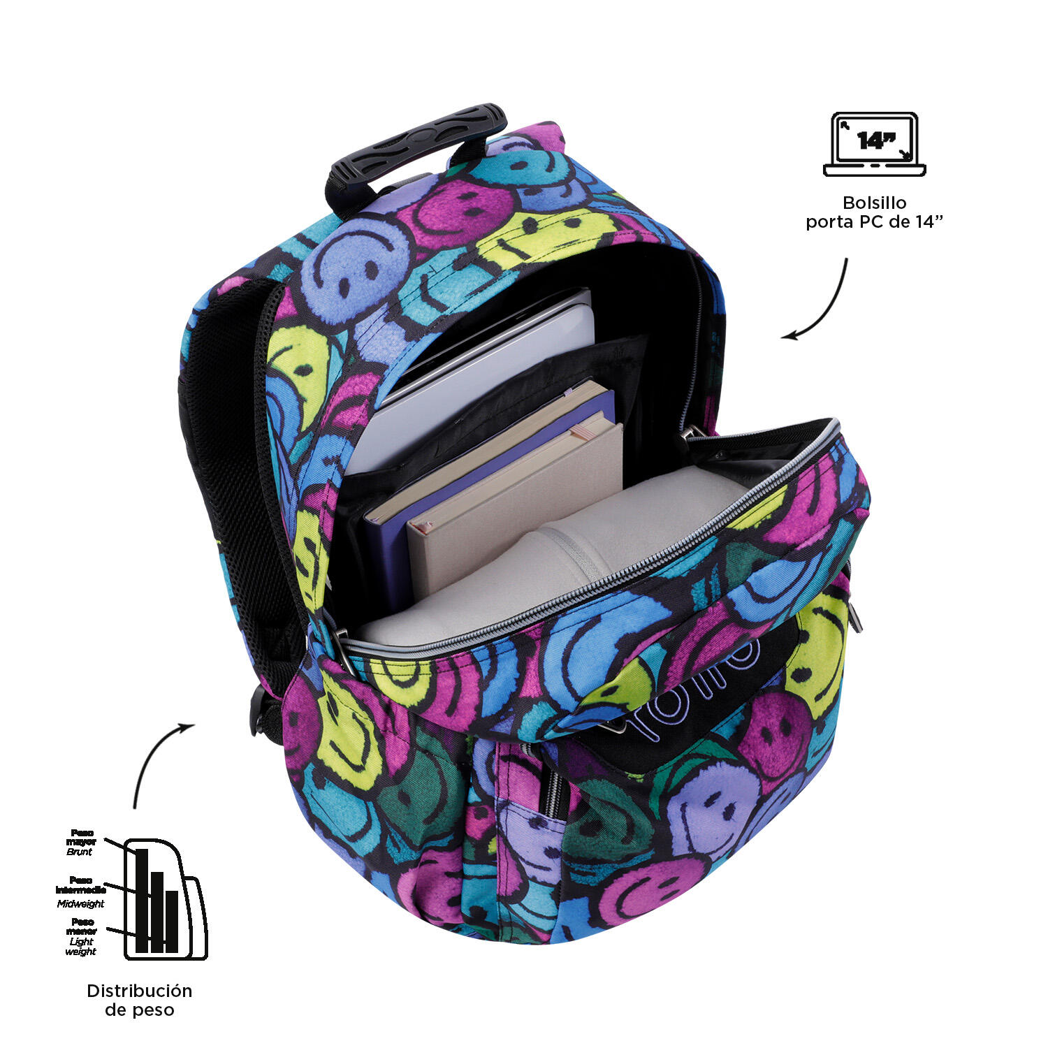 Totto Mochila escolar Acuareles Emojis Poliéster 33 x44 x14 cm 4/5