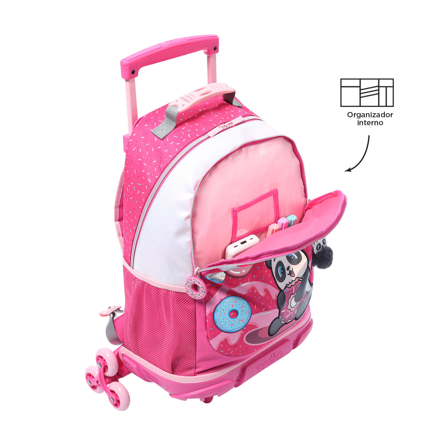 Totto Mochila infantil ruedas Sweet Panda Rosa Poliéster 33 x 47.5 x 16 cm 5/5