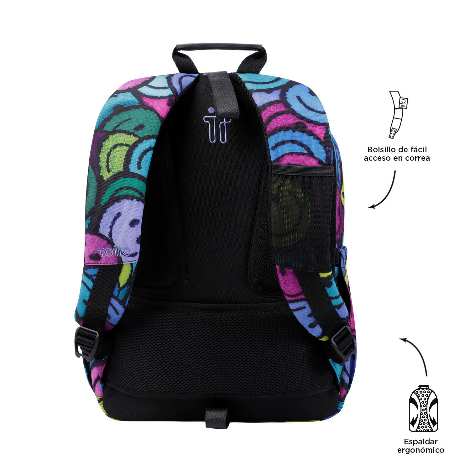 Totto Mochila escolar Acuareles Emojis Poliéster 33 x44 x14 cm 3/5