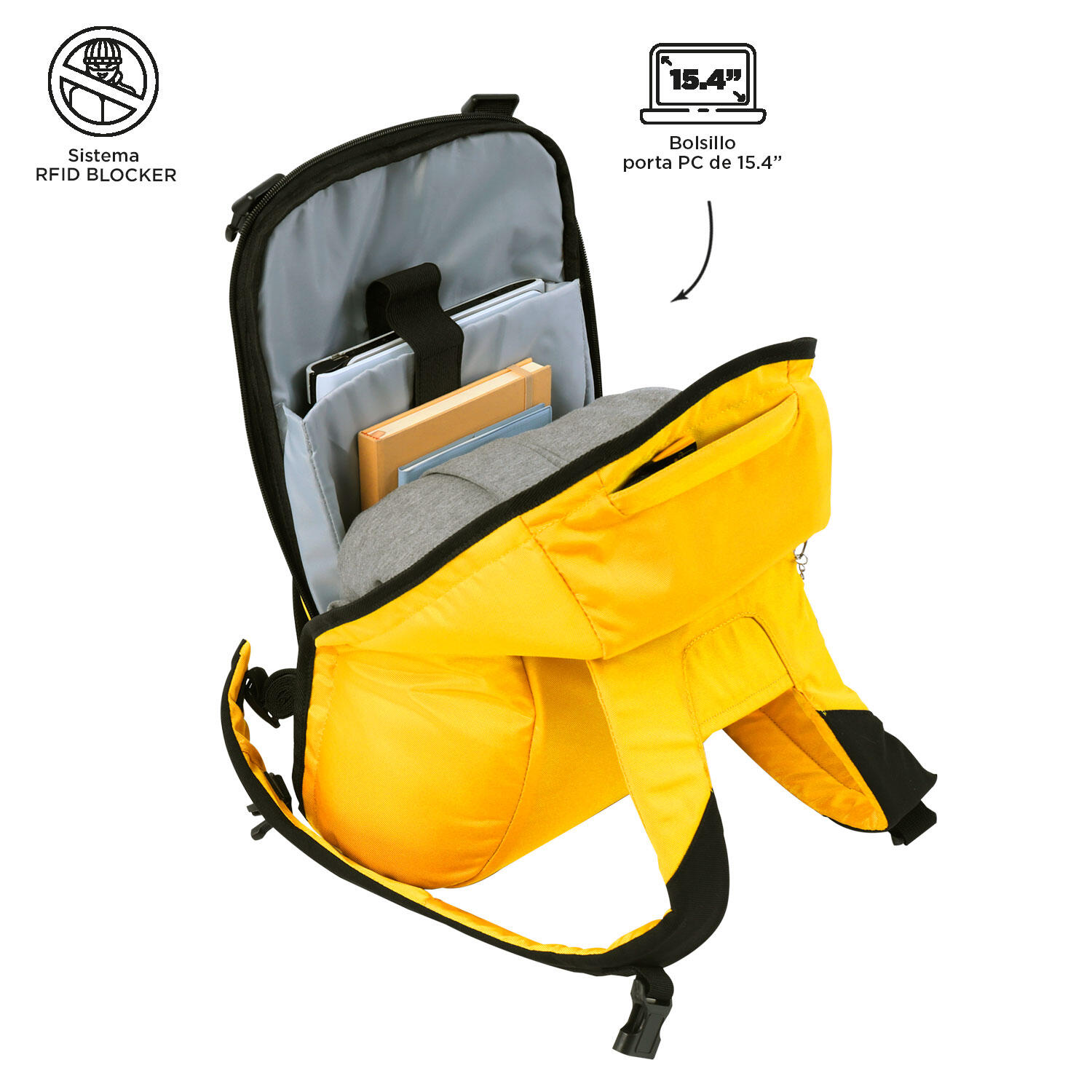 Totto Mochila ejecutiva Bunker Super Lemon Poliéster 46 x 30 x 18 cm 4/5